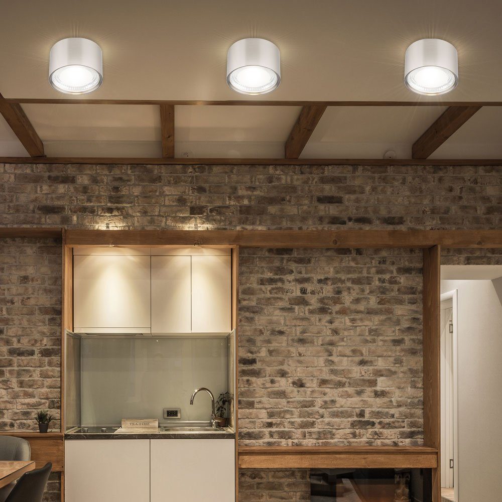 Strahler LED Wohn Leuchtmittel silber Einbaustrahler, inklusive, etc-shop LED Ess Warmweiß, Decken Beleuchtung Zimmer Leuchte Aufbau