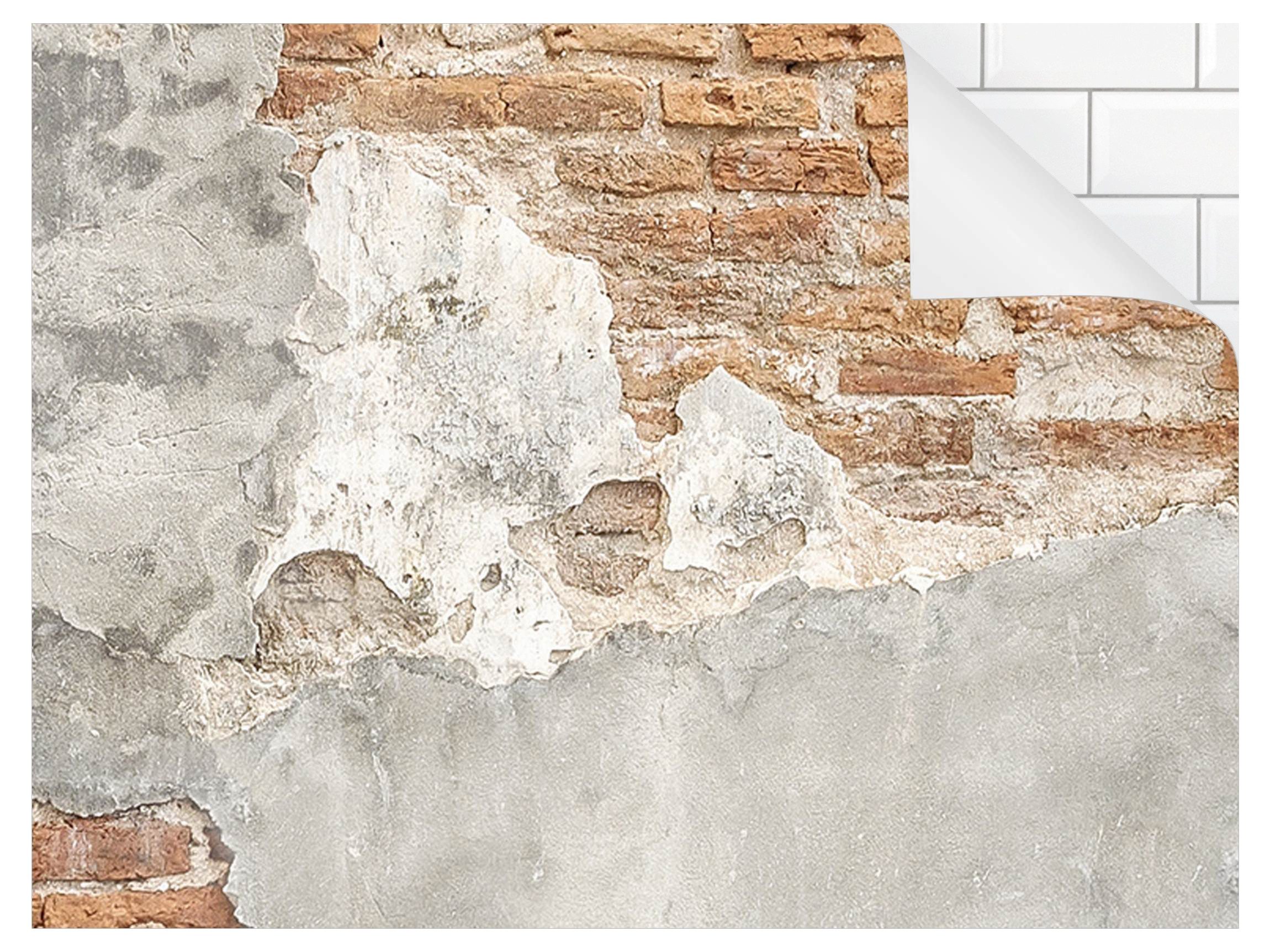 Bilderdepot24 Küchenrückwand rot dekor 3D-Optik Muster Steinoptik Industrial Shabby Backstein Wand, (1-tlg., Nischenrückwand - für Fliesenspiegel ohne Bohren - matt), Spritzschutz Rückwand Küche Herd - Folie selbstklebend versch. Größen