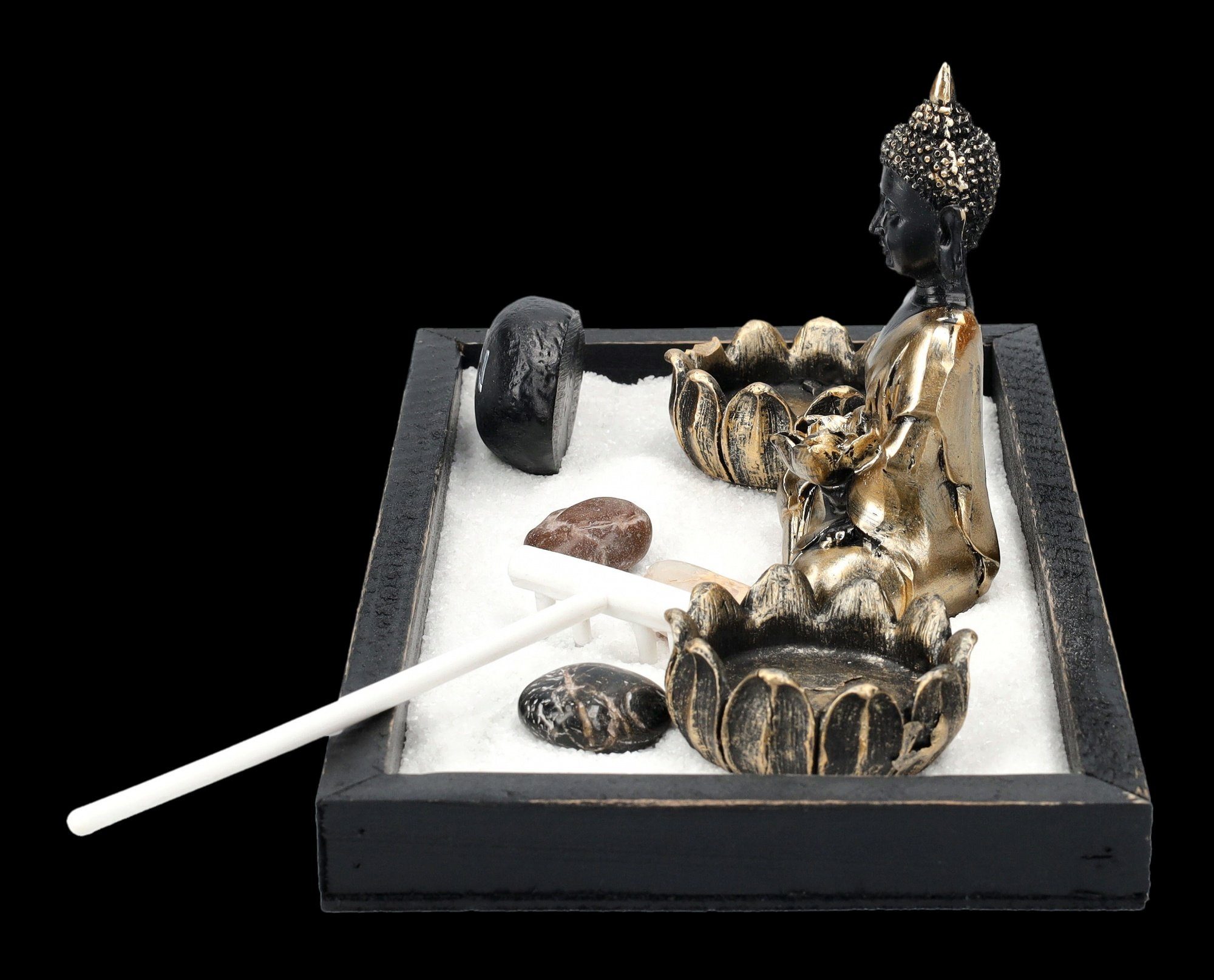 Figuren Shop GmbH Dekofigur Buddha Figur mit Zen Garten Set - Dekoration Dekofigur Fantasy