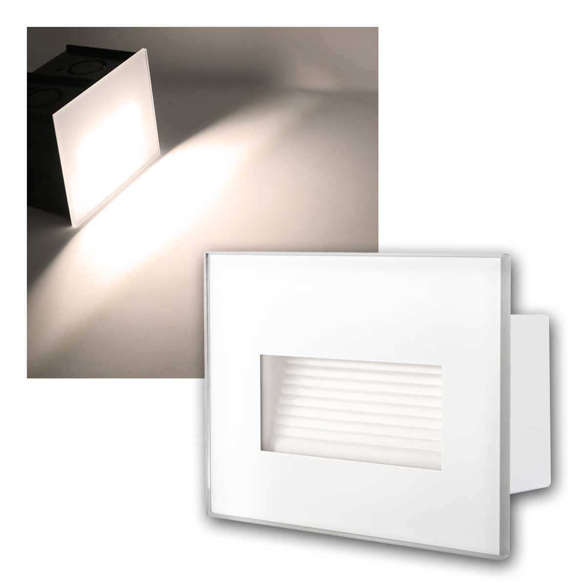 Kanlux LED Außen-Wandleuchte Außenleuchte/Wandeinbau GLASI weiß, ww 3W 130lm, warmweiß