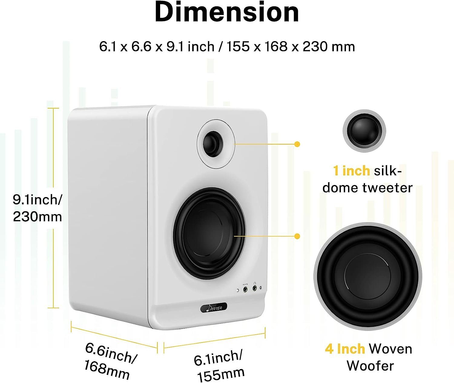 (WLAN Monitor Musikproduktion, Lautsprecher Podcasting, Einschließlich Lautsprecher Monitor-Isolationspads, Donner (WiFi), Studio, Lautsprecher Definition, High 4 Studio 5.0 Bluetooth Studiomonitor, Active Live-Streaming für 2-Pack) und Dyna