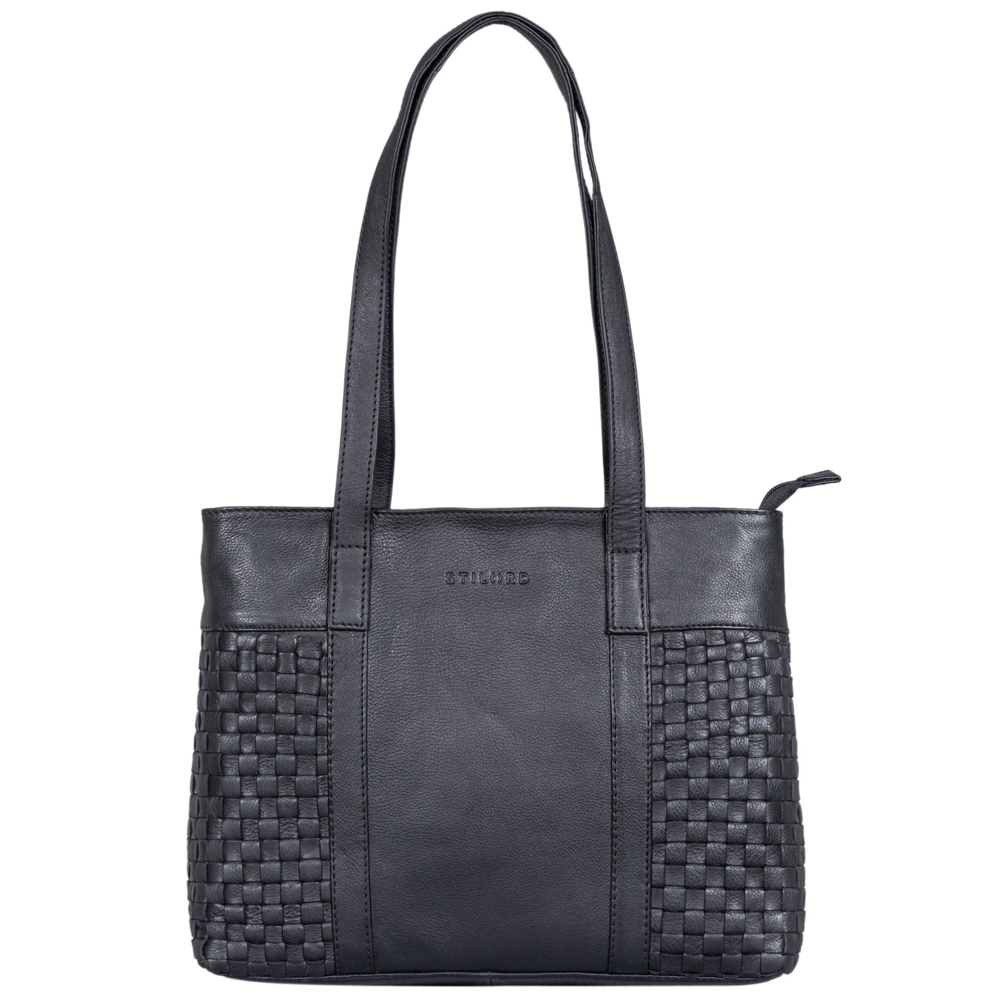 Shopper STILORD Leder Damen Handtasche Einzigartiger schwarz "Verena"