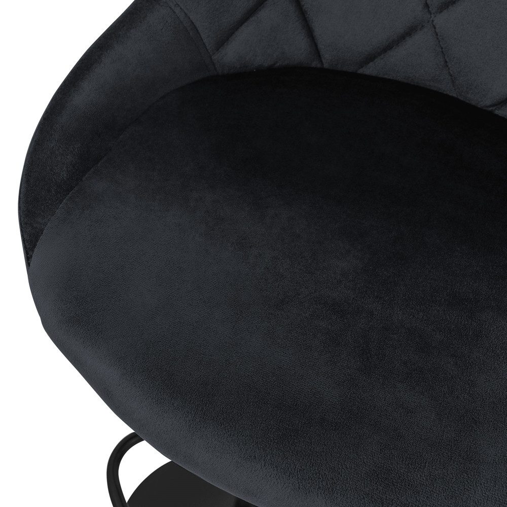 ML-DESIGN Barhocker Gepolsterter Barstuhl mit Rückenlehne und Fußstütze, 360° drehbar (2 St), Drehstuhl höhenverstellbar 62-82 cm 2er Set Schwarz Bezug aus Samt – Bild 5 von 5