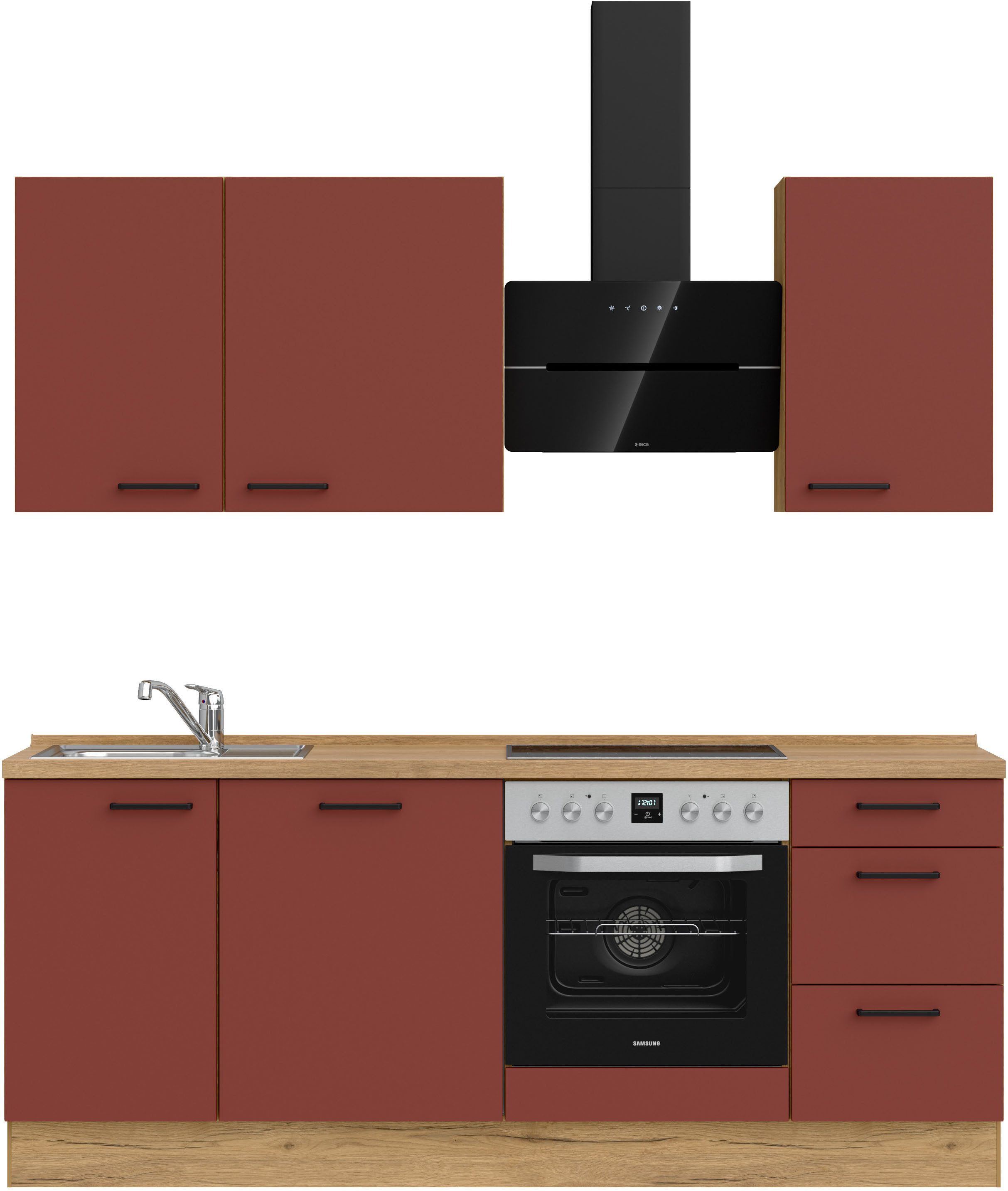 nobilia® Кухниzeile "Easytouch II", vormontiert, Ausrichtung wählbar, Breite 210 cm, wahlw. mit E-Geräten