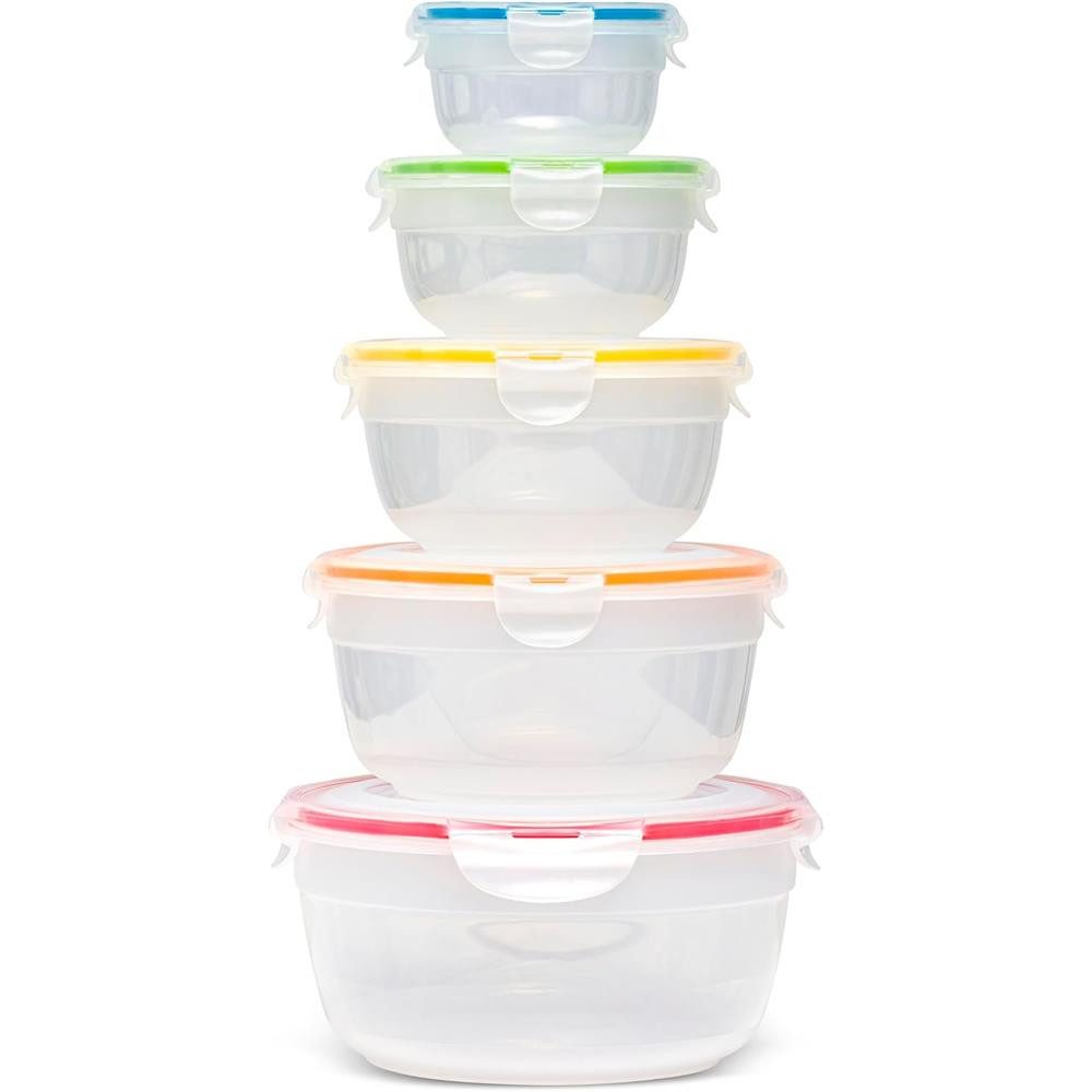 LocknLock Vorratsdose Rundes Frischhalte-Set 5, (5-tlg), Verschachtelbar, 4 Seitenschlösser, wasserdicht, gefriergeeignet