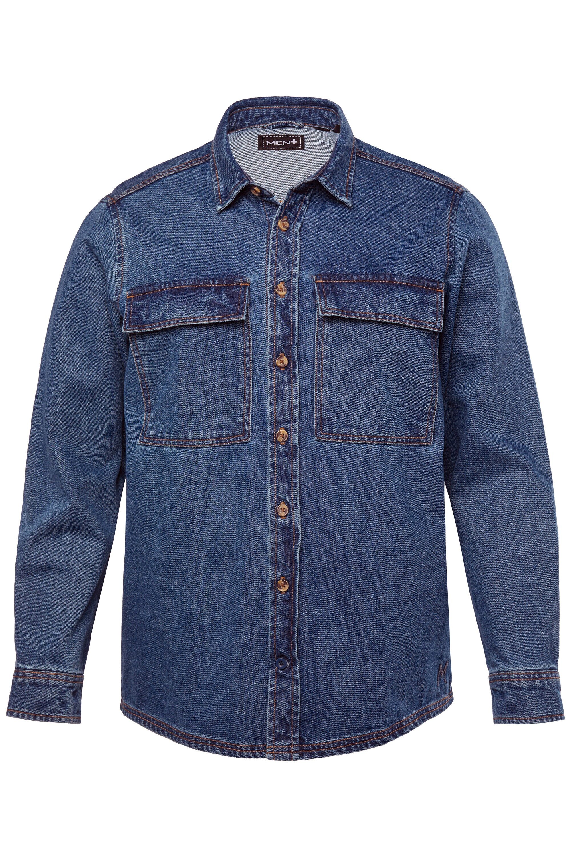 Men Plus Businesshemd Men+ Jeans-Overshirt Langarm günstig online kaufen