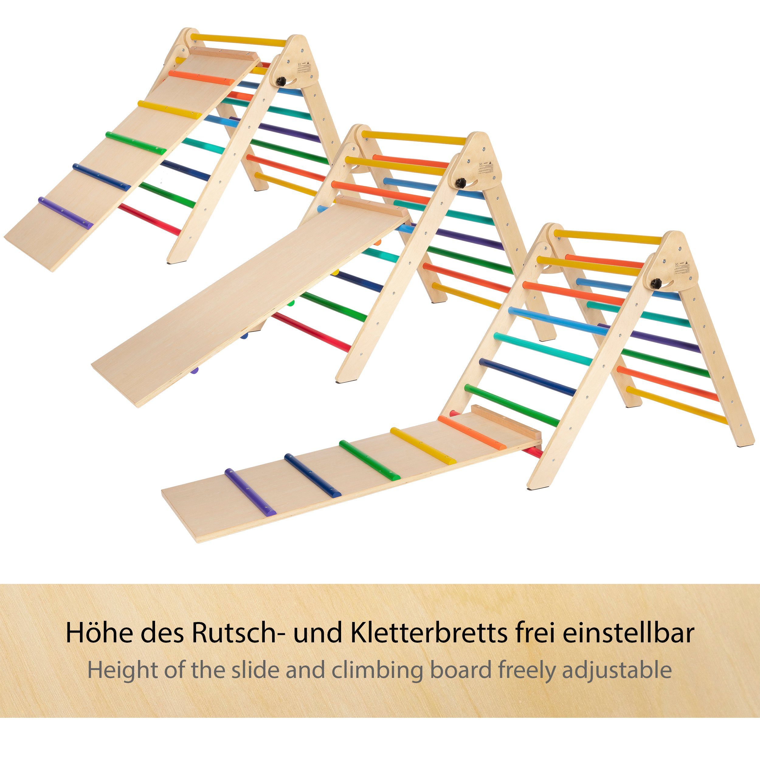 ONVAYA Klettergerüst Kletterdreieck mit Rutsche Pikler Art I Sprossendreieck