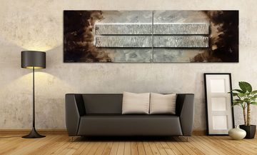 WandbilderXXL XXL-Wandbild Silver Core 240 x 75 cm, Abstraktes Gemälde, handgemaltes Unikat