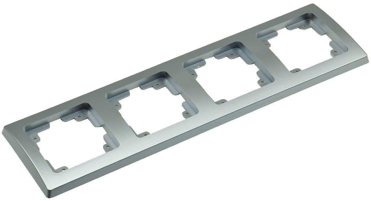 ChiliTec Schalter Delphi 4-fach Rahmen I Unterputz Komponenten I Silber Grau