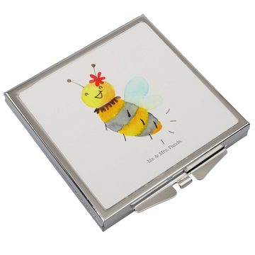 Mr. & Mrs. Panda Kosmetikspiegel Biene Blume - Weiß - Geschenk, Schminkspiegel, Quadrat, Spiegel, Wesp (1-St), Unwiderstehlicher Glanz