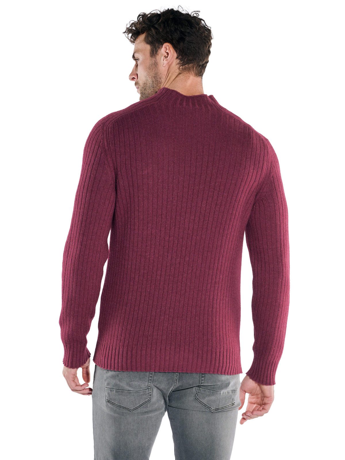 emilio adani Rollkragenpullover Herren Strickpullover mit Stehkragen, Magenta