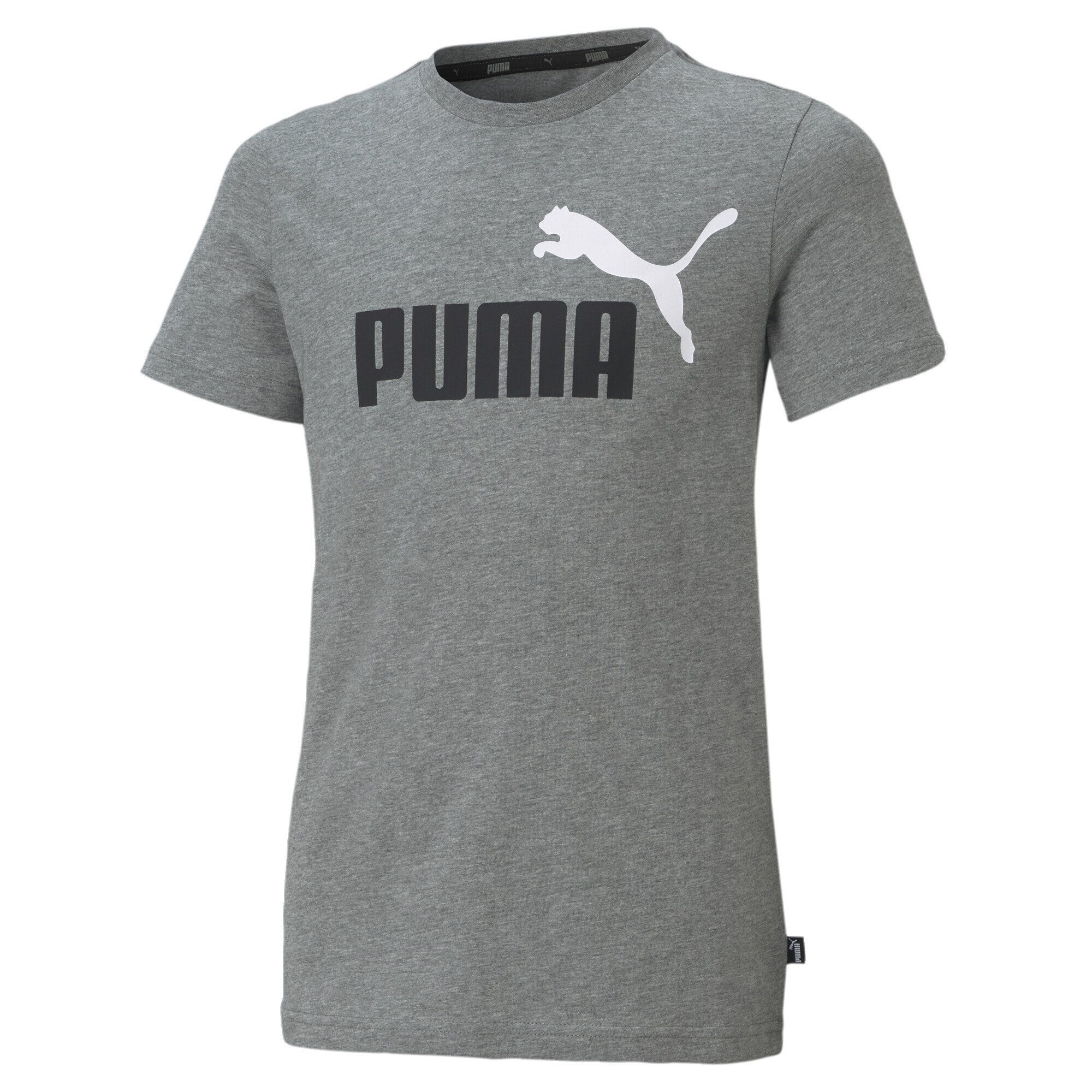 PUMA Trainingsshirt Logo Gray Essentials+ Heather Medium Two-Tone Jungen T-Shirt