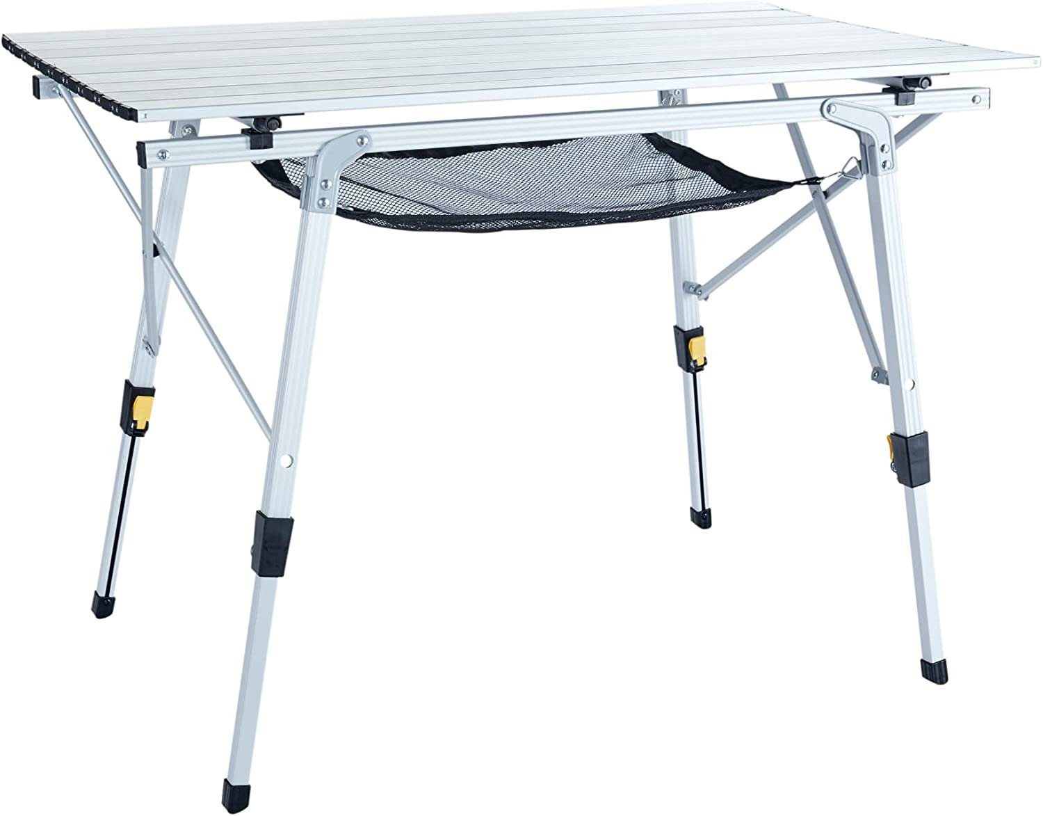 UQUIP Campingtisch Variety M - Aluminium Falttisch, höhenverstellbar, Ablagenetz unter der Tischplatte, leichtes Aluminium