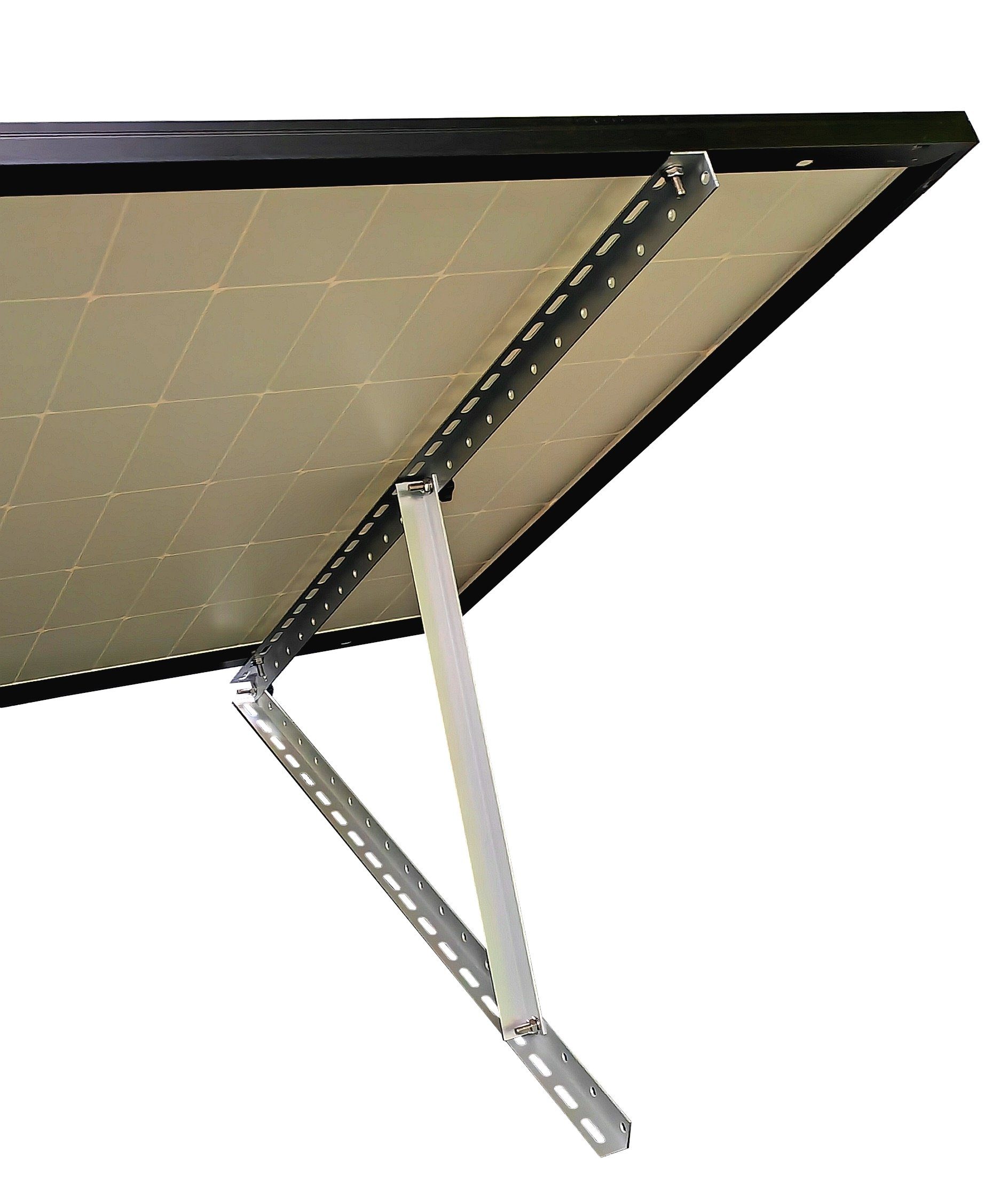 TRANGO Solarmodul-Halterung, (ST-0002 Aluminium Solarpanel-Halter bis 120cm Modulbreite für Flachdach, Wand, Boden, Boot, Wohnmobil usw. – Universal-Aufstelle für Solarmodul von 100W bis 600W mit einstellbarem Neigungswinkel bis 45°, Solarpanel Befestigung, PV-Module senkrecht oder waagerecht montieren, Panel Befestigung)