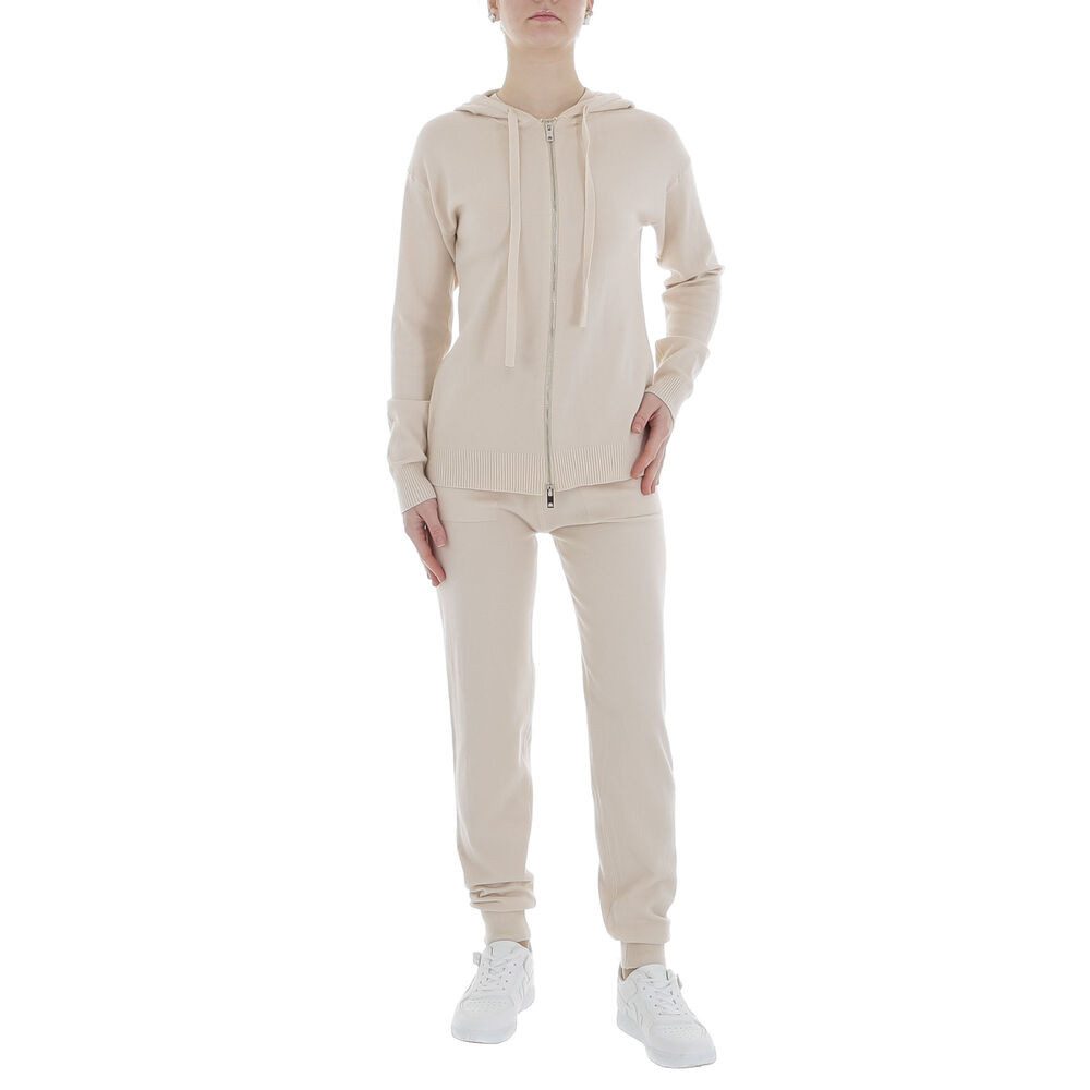 Ital-Design Jogginganzug Damen Freizeit (86365246), Kapuze Stretch Zweiteiler in Creme