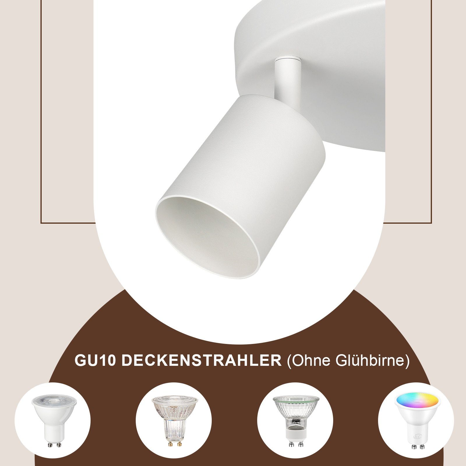Nettlife LED Deckenstrahler 2/3/4 Flammig GU10 Weiß Deckenspot Wohnzimmer Metall, Schwenkbar 330°, LED wechselbar, Flur Treppenhaus Schlafzimmer Wohnzimmer Rest – Bild 3 von 5
