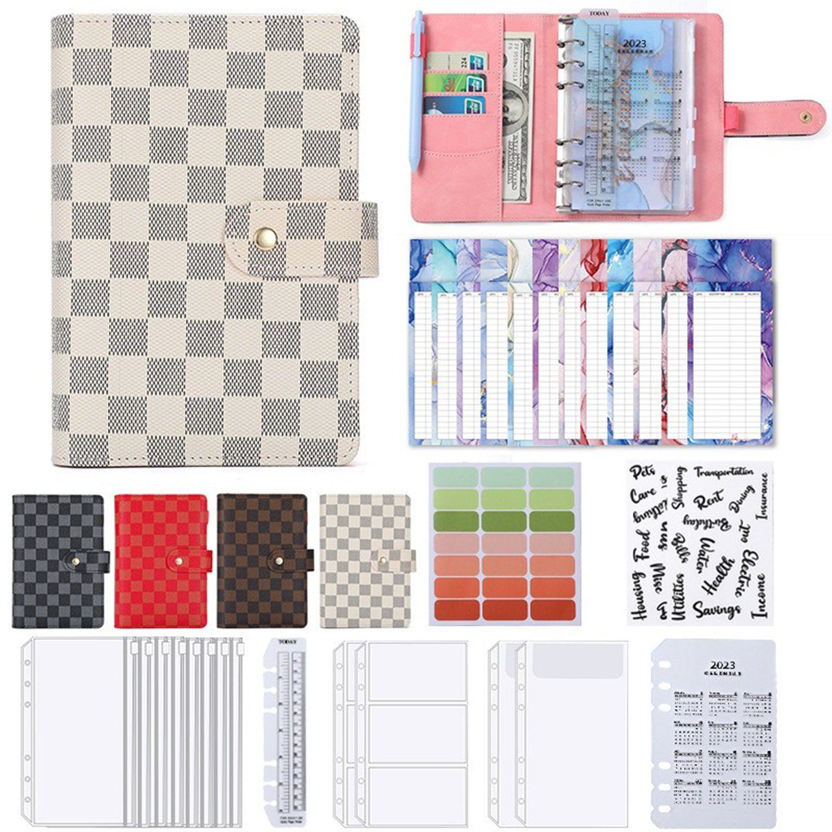 XDeer Notizbuch Haushaltsbuch Budget Planner A6 Budget Binder, mit Geldumschlägen Farbkarten für Sinking Fund Schwarz und Weiß