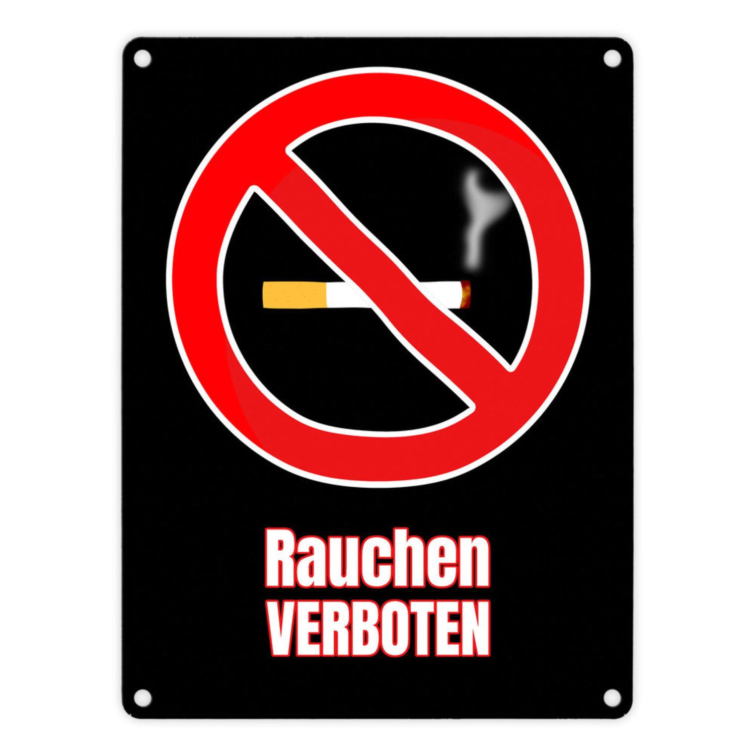 Metallschild Rauchen verboten Verbotsschild im Comic-Stil in schwarz