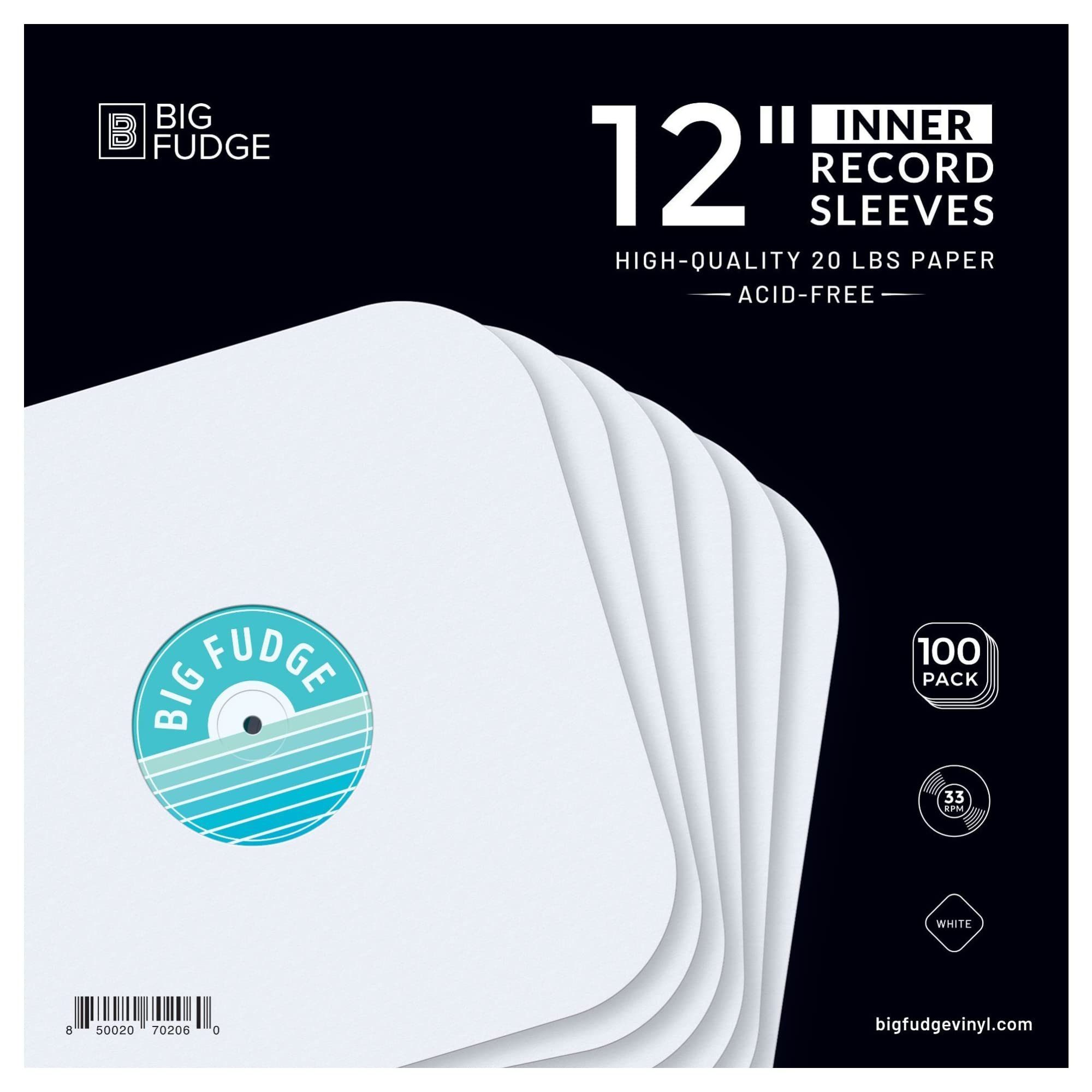 Big Fudge LP-Schutzhülle 100 Stück 12" Vinyl LP Schutzhüllen für Innen - Hochwertige Qualität, 12" Vinyl LP Innenhüllen - 100 Stück