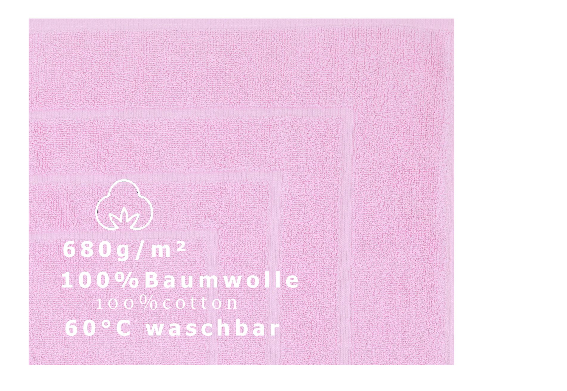 Betz Badematte Badvorleger Palermo Badteppich Duschvorlage 60 x 60 cm, schnell trocknend, beidseitig nutzbar, fußbodenheizungsgeeignet, Baumwolle, Qualität 680g – Bild 3 von 4