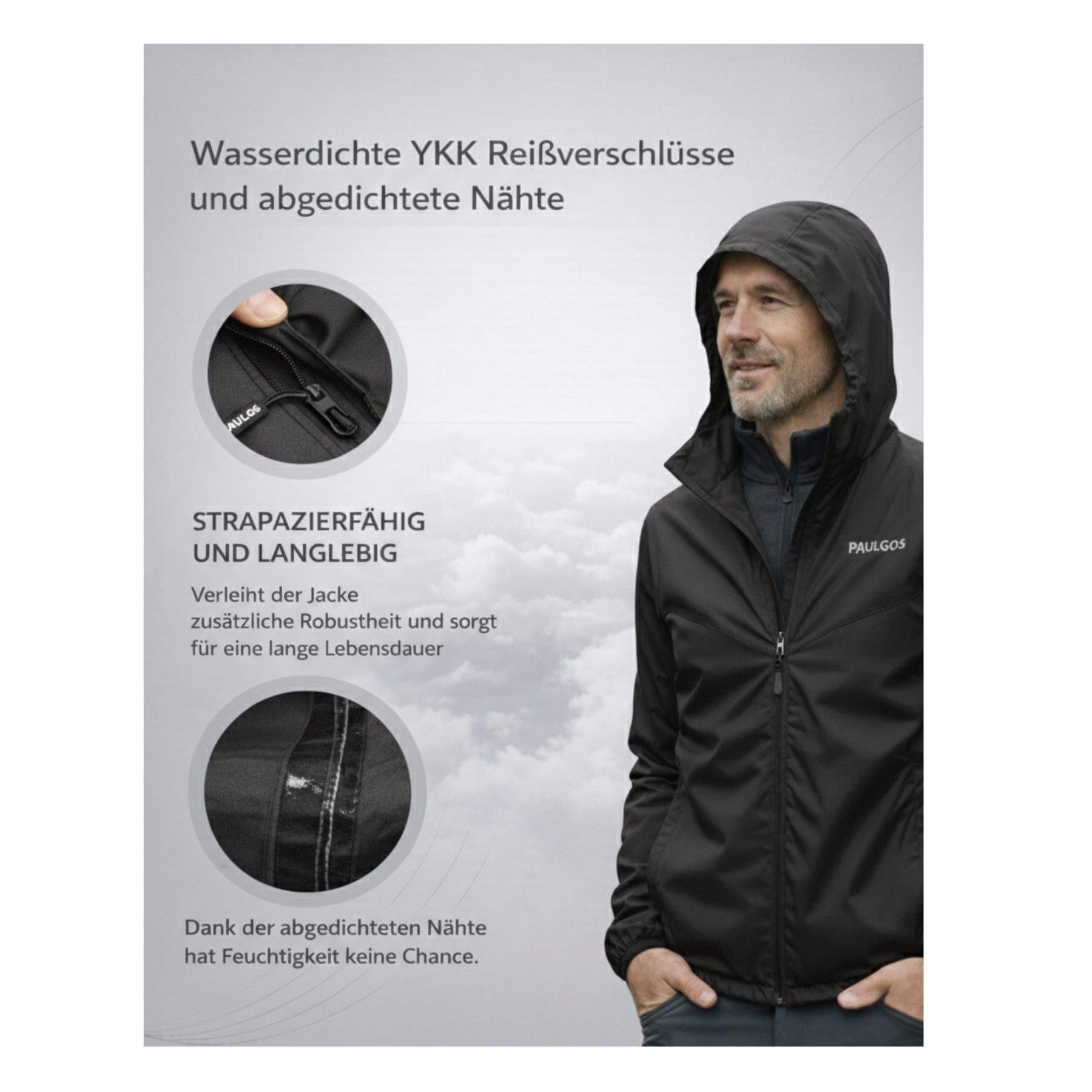 PAULGOS Regenjacke Herren Regenjacke Funktionsjacke – Bild 5 von 5