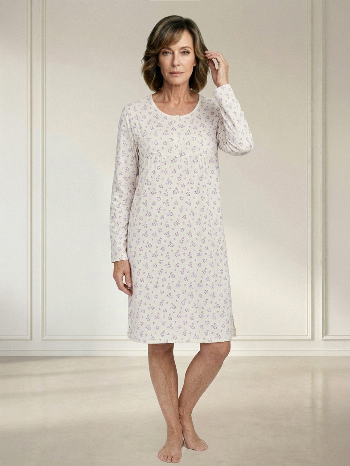 zeitlos Nachthemd Nachthemd Langarm - Ina Blumen