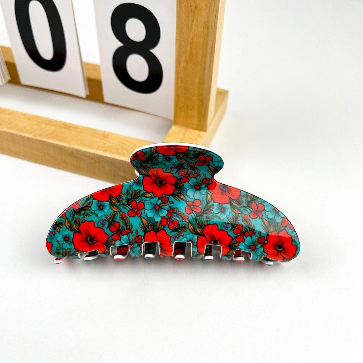 LK Trend & Style Haarspange mit Blumenmuster, Größe ca 10 cm., Blumenmotive sind immer ein guter Begleiter