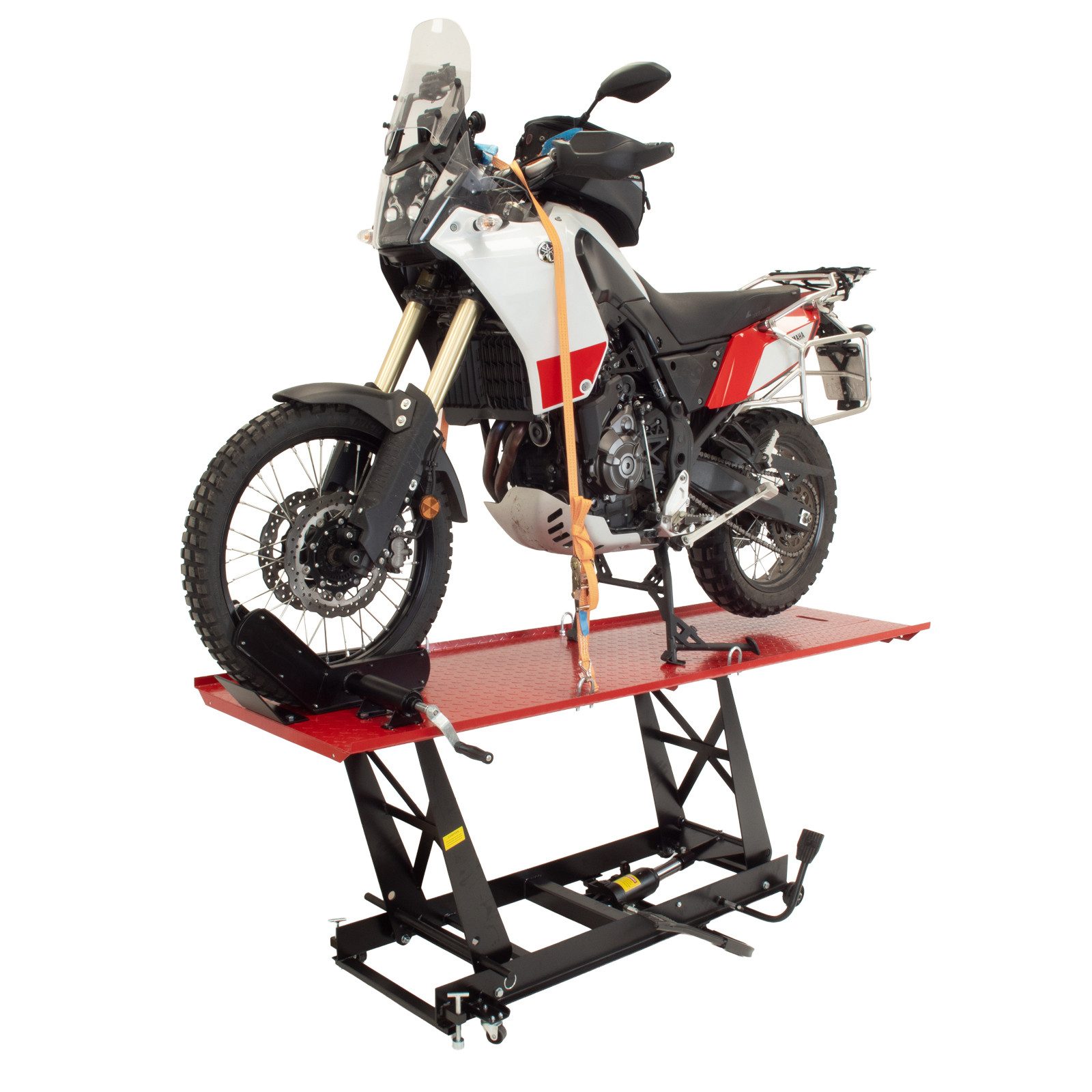 TRUTZHOLM Hydraulikheber Motorradhebebühne hydraulisch 450 kg Extra-Breit 68 cm Parallelhub, Extra-Breit, stufenloses Heben und Senken, abnehmbare Rampe