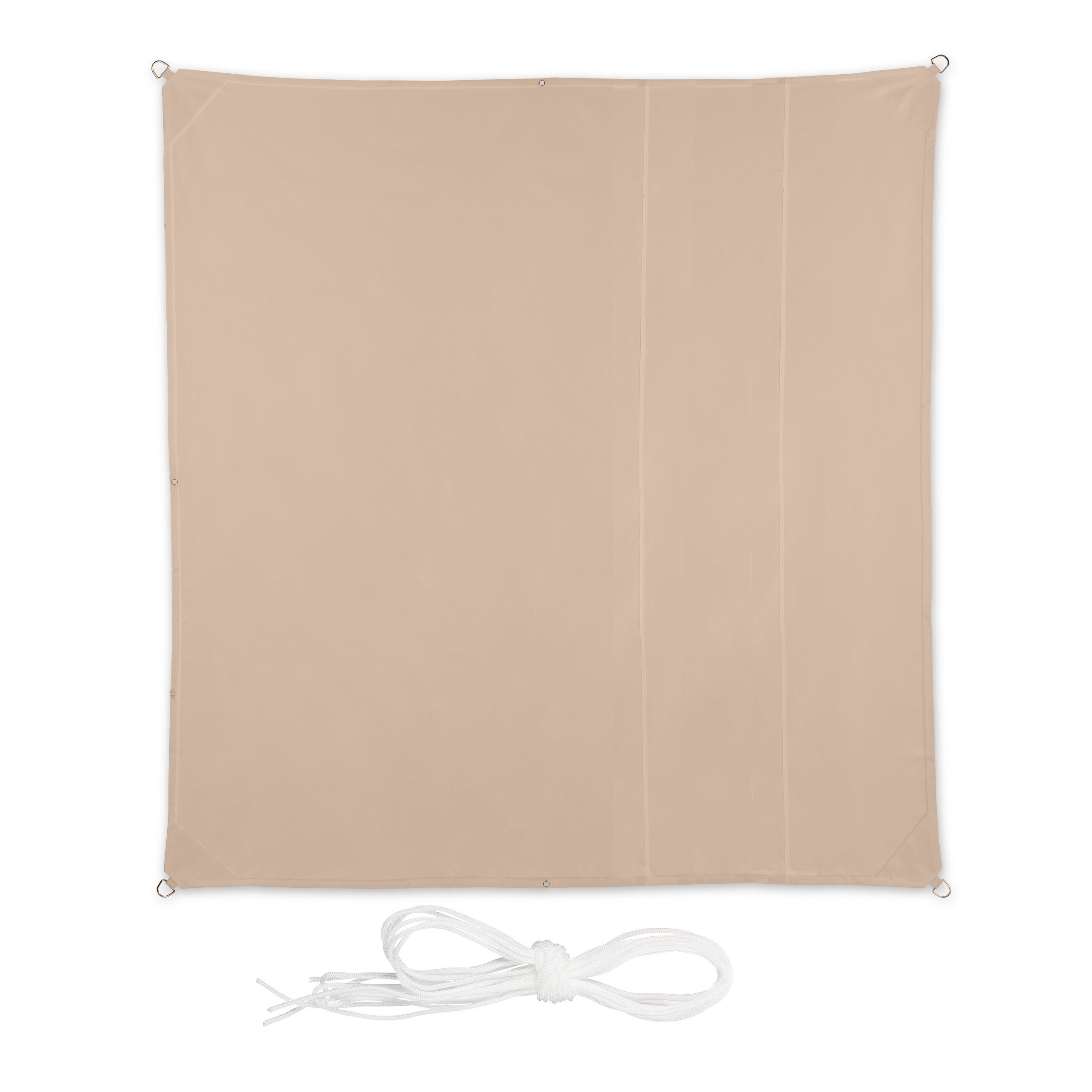 relaxdays Sonnensegel Quadratisches Sonnensegel in Beige, 2,5 x 2,5 m