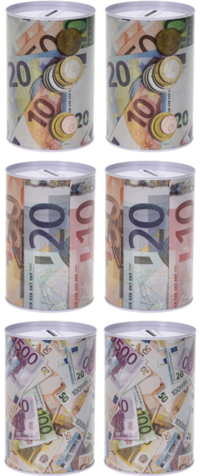 Koopman Spardose Mehrfarbig, (6-tlg), Sammelsorium, Sparchallenge, 6er Set, Geldmotive, Einweg-Spardosen