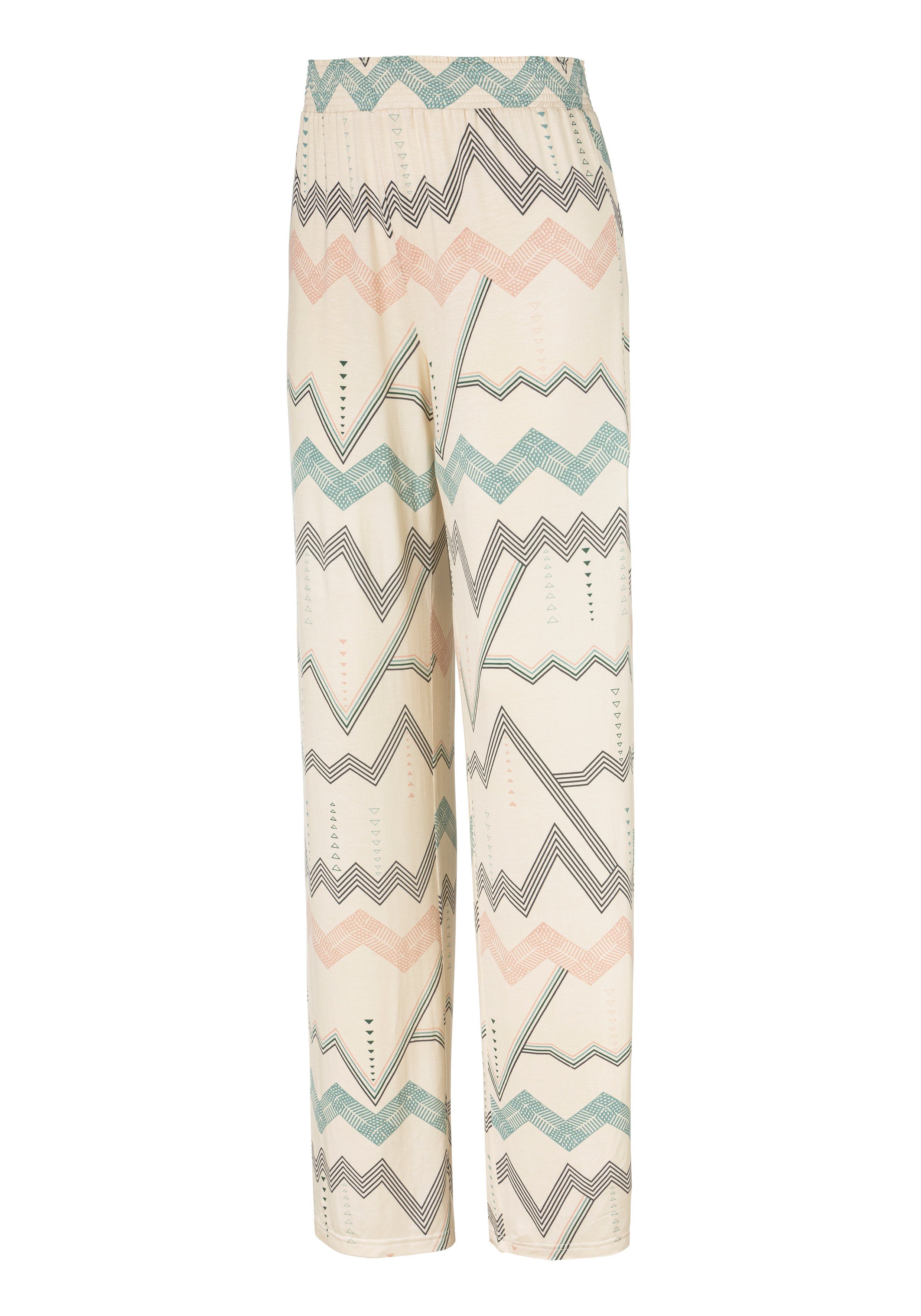 LASCANA Pyjamahose mit grafischem Zick-Zack Muster
