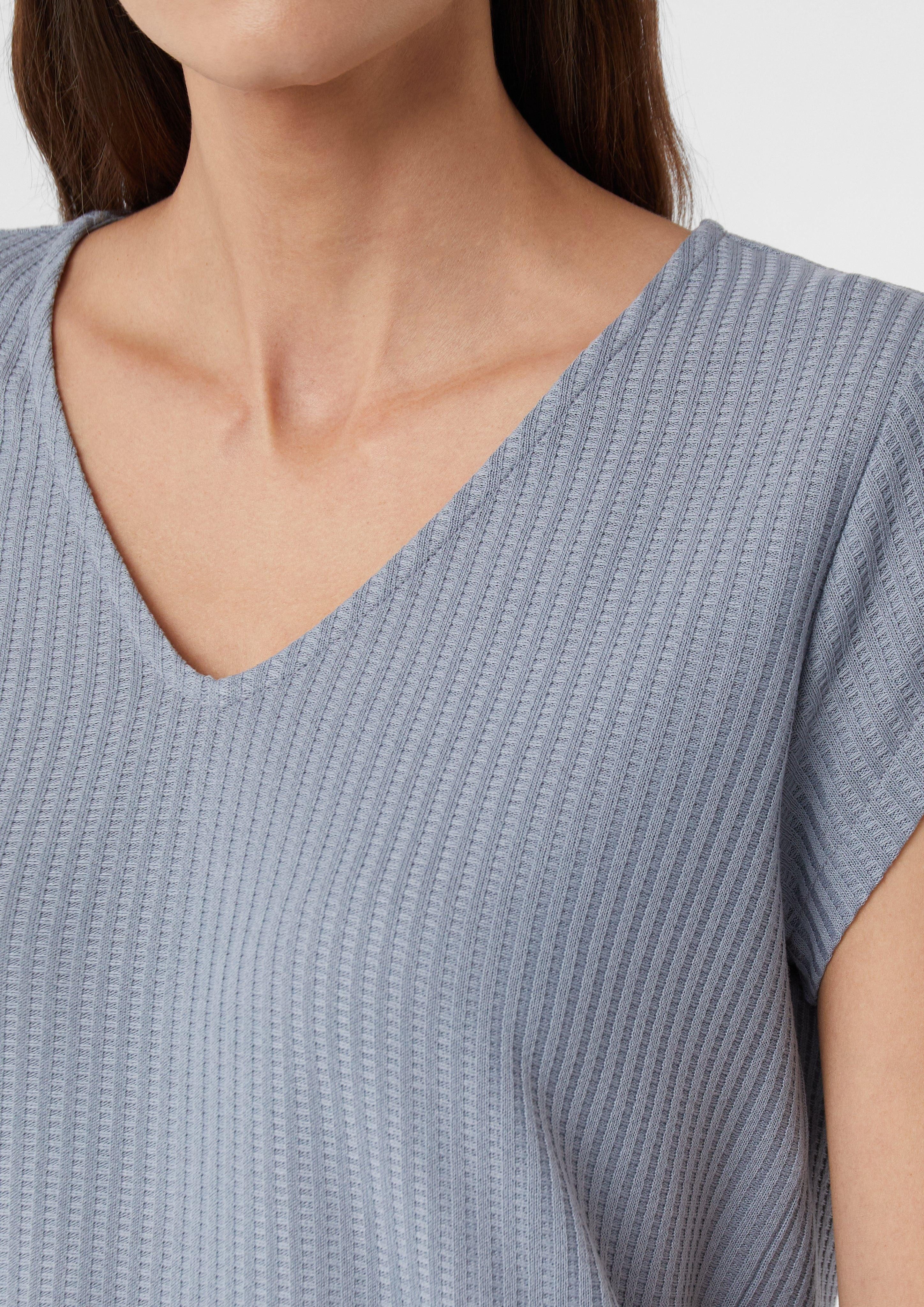 Comma Kurzarmshirt Strukturiertes Jersey-T-Shirt mit V-Ausschnitt günstig online kaufen