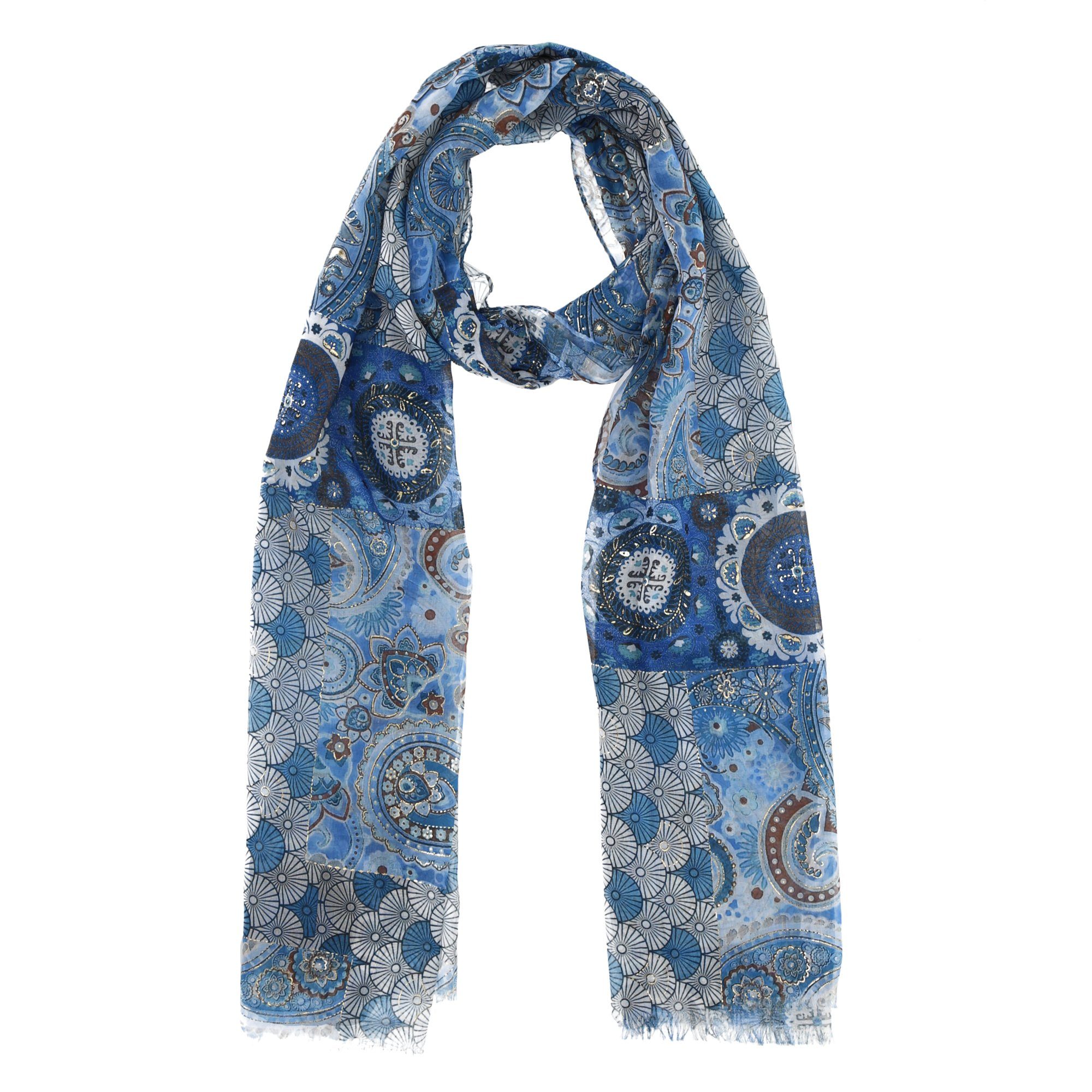 cofi1453 Seidenschal Seiden-Tuch für Damen Mandala Muster Elegantes Mode Seidenschal