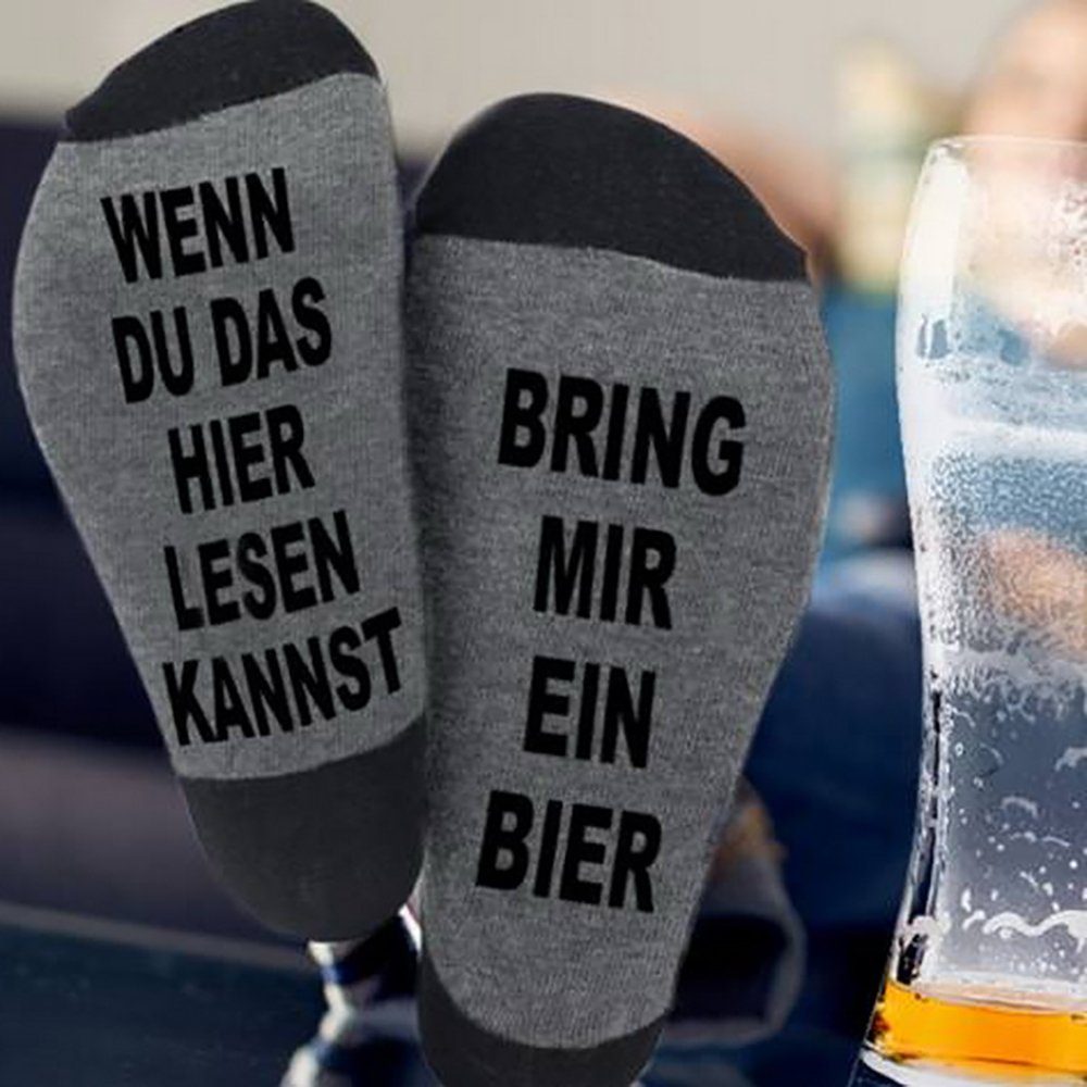 Alster Herz Freizeitsocken 2 Paar Wenn Du Das Lesen Kannst Bring Mir Bier Lustig Шкарпетки A0208 (2-Paar) lustige Шкарпетки