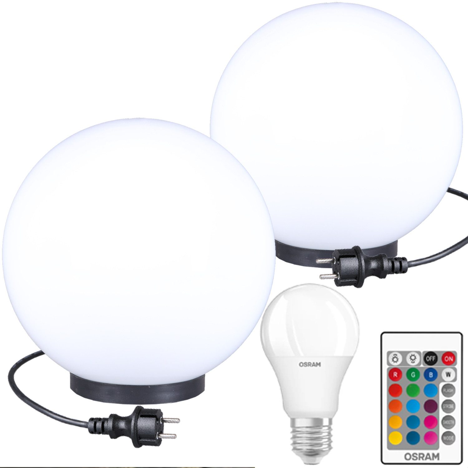 Home4Living Kugelleuchte RGB Kugellampen 2er Set Ø 40/40cm Außenleuchte LED Lampe, inkl. Leuchtmittel, Dekorativ