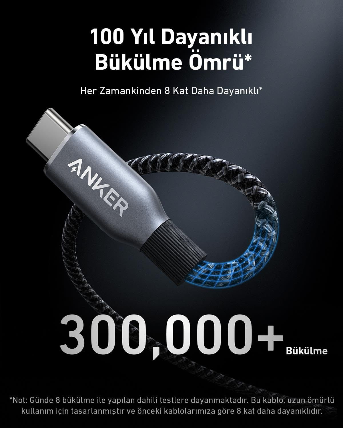 Anker A88E2011 Computer-Kabel, 240W, Upcycled-Flechtgewebe, 0,9m, USB-C auf USB-C