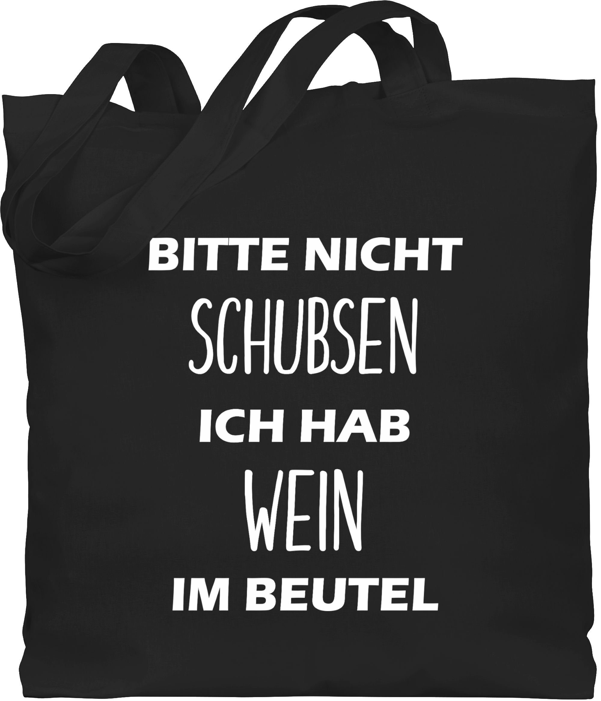 Shirtracer Umhängetasche Bitte nicht schubsen ich hab Wein im Beutel, Stoffbeutel Festival Outfit 1 Schwarz