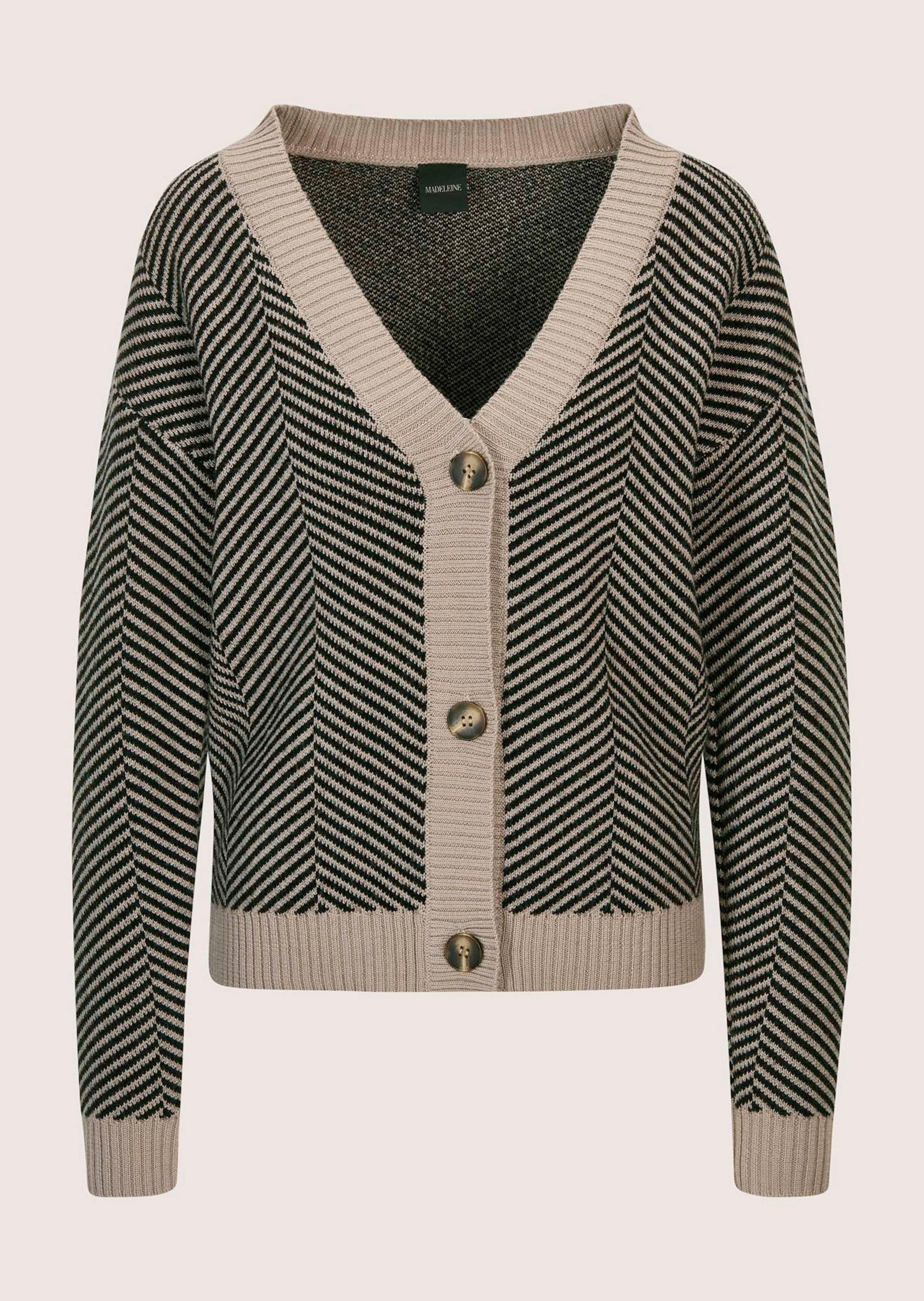 Strickjacke Cardigan aus Schurwolle mit V-Ausschnitt