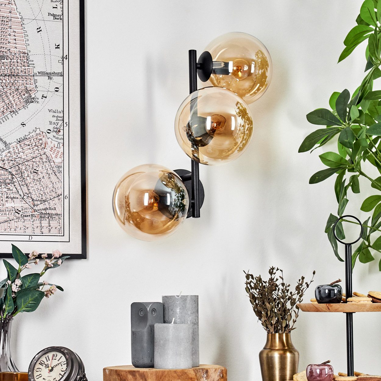 hofstein Wandleuchte Wandlampe aus Metall/Glas in günstig online kaufen