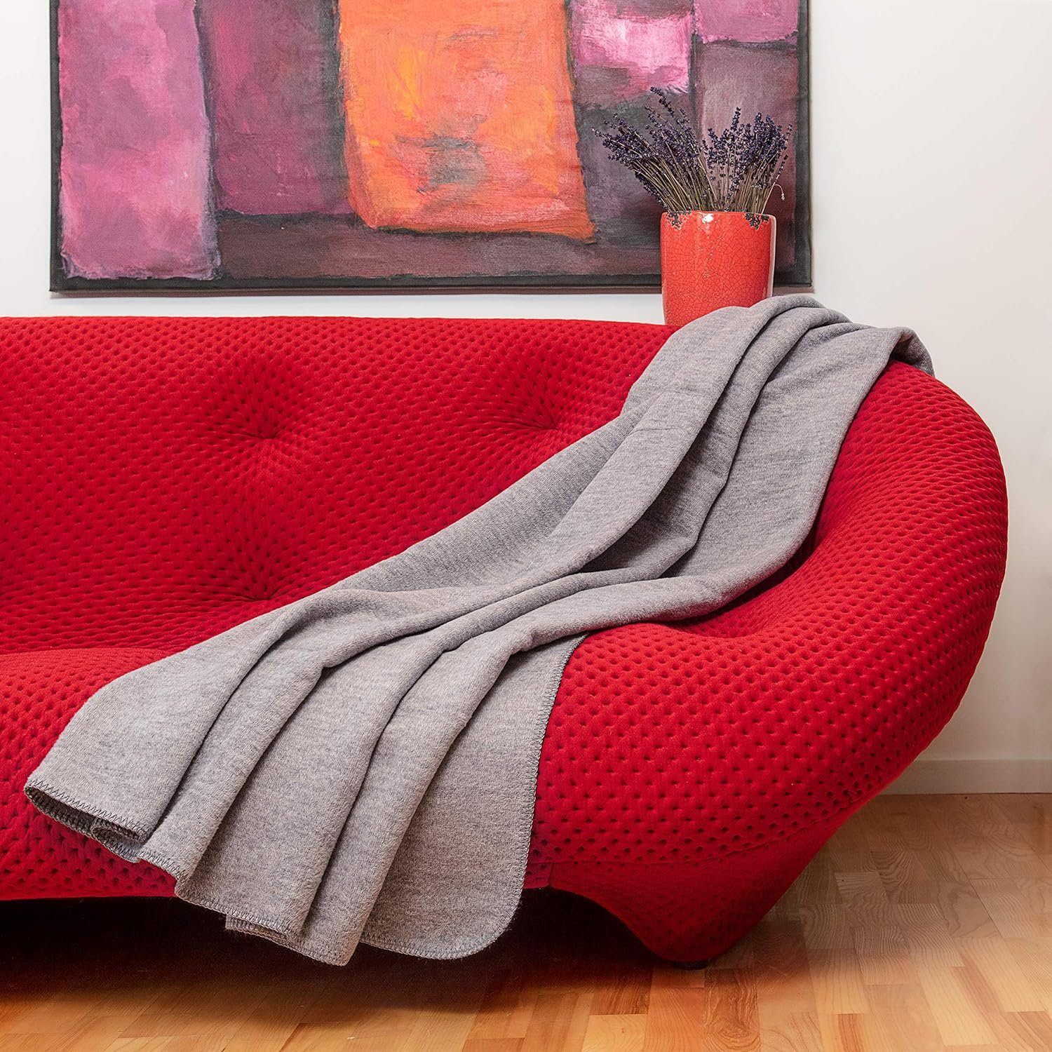 Wolldecke U1GM Kuscheldecke Baumwolle, Grau-Meliert, 130x170cm günstig online kaufen