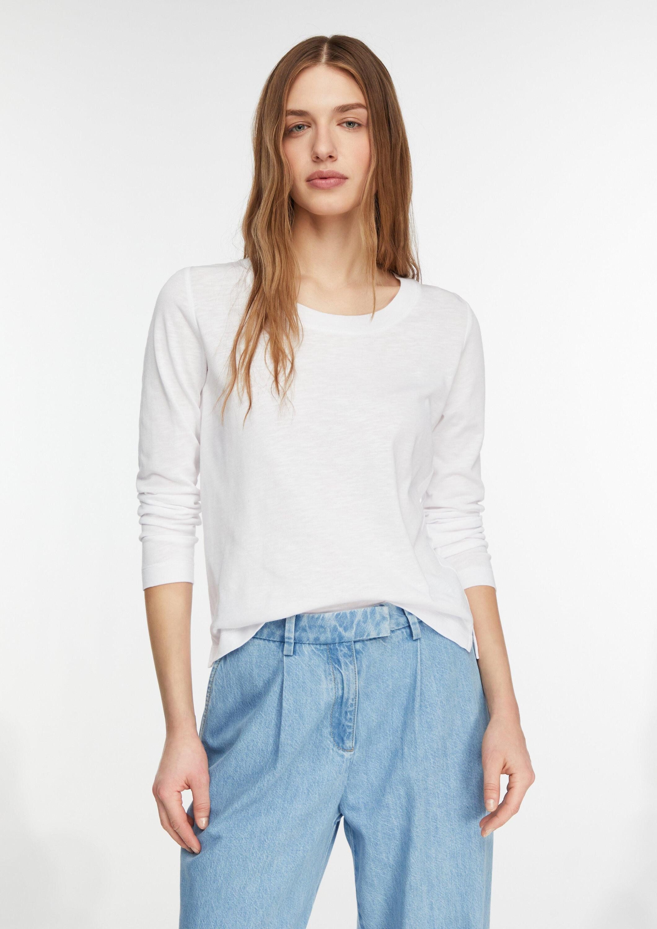 comma Langarmshirt T-Shirt Longsleeve in Flammgarnstruktur