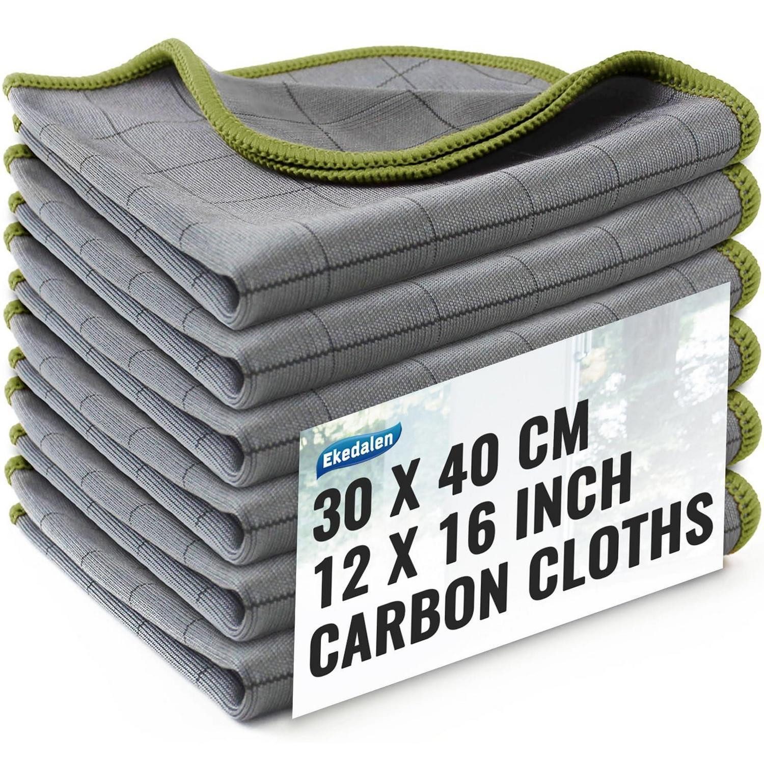 LuxusKollektion Fensterputztücher Mikrofaser Carbon Poliertuch 6x Grün 40 x 30 cm Mikrofasertuch