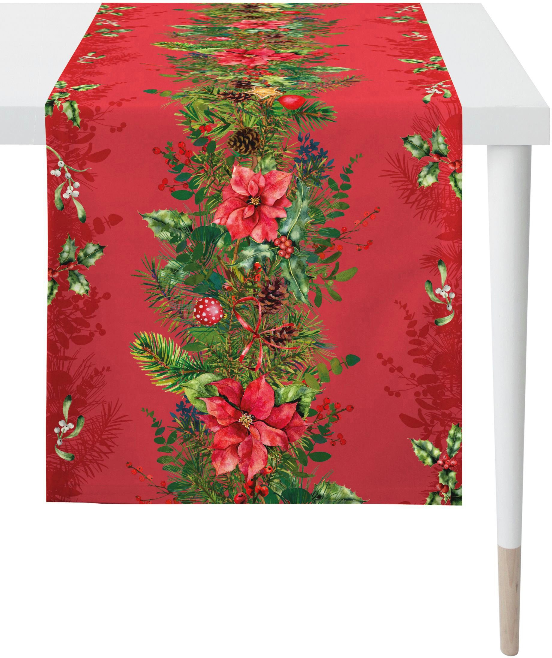 APELT Tischläufer rot/grün/bunt Digitaldruck (1-tlg), 3607 Weihnachten Winterwelt, Weihnachtsdeko