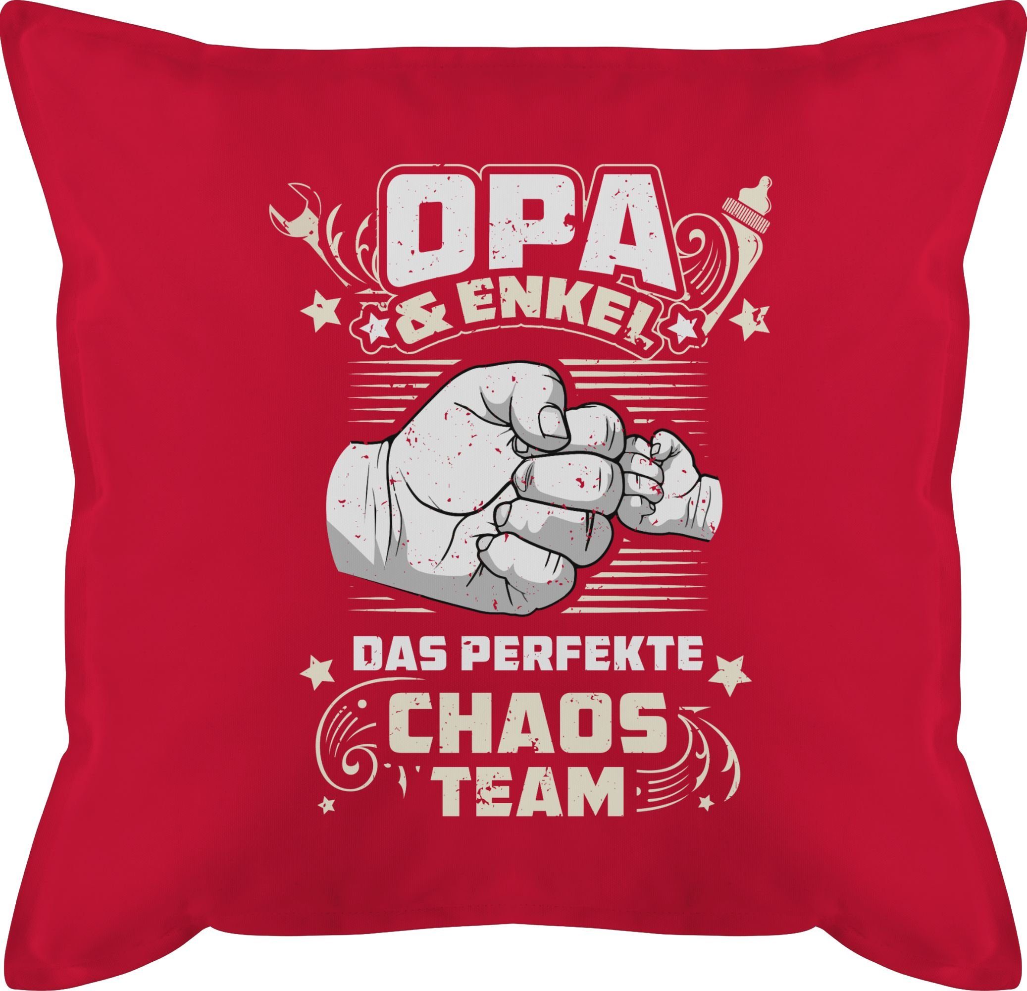 Shirtracer Dekokissen Opa & Enkel - Das perfekte Chaos Team - Vintage weiß, Opa Großvater 3 Rot