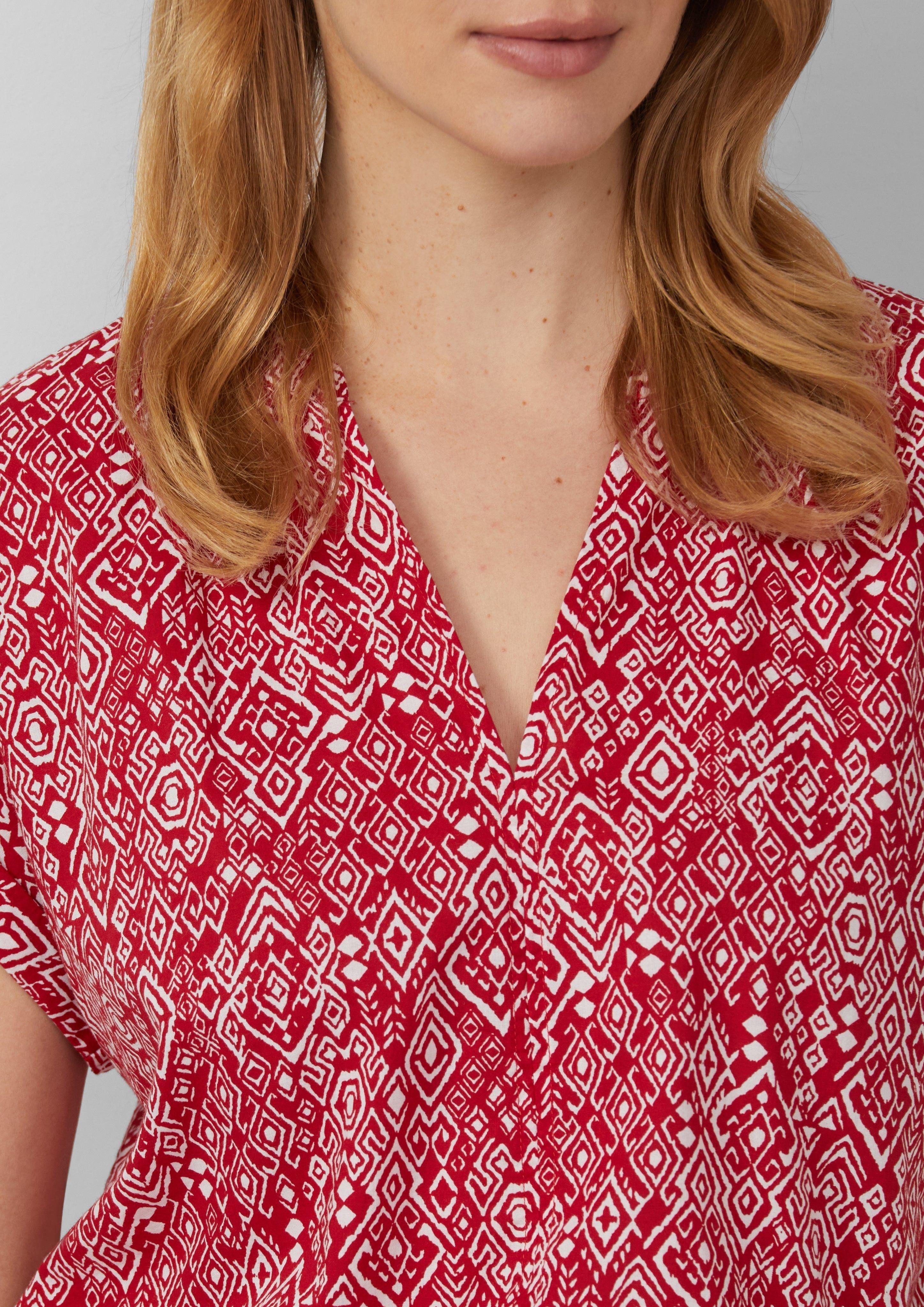 s.Oliver Blusentop Leichte Baumwoll-Bluse mit All-over-Print günstig online kaufen