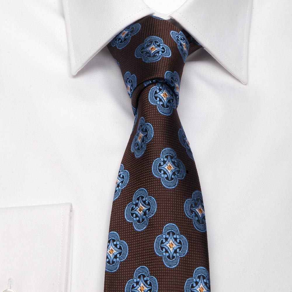 mit geometrischem Muster Seiden-Jacquard Braun Krawatte Breit (8cm) Krawatte BGENTS