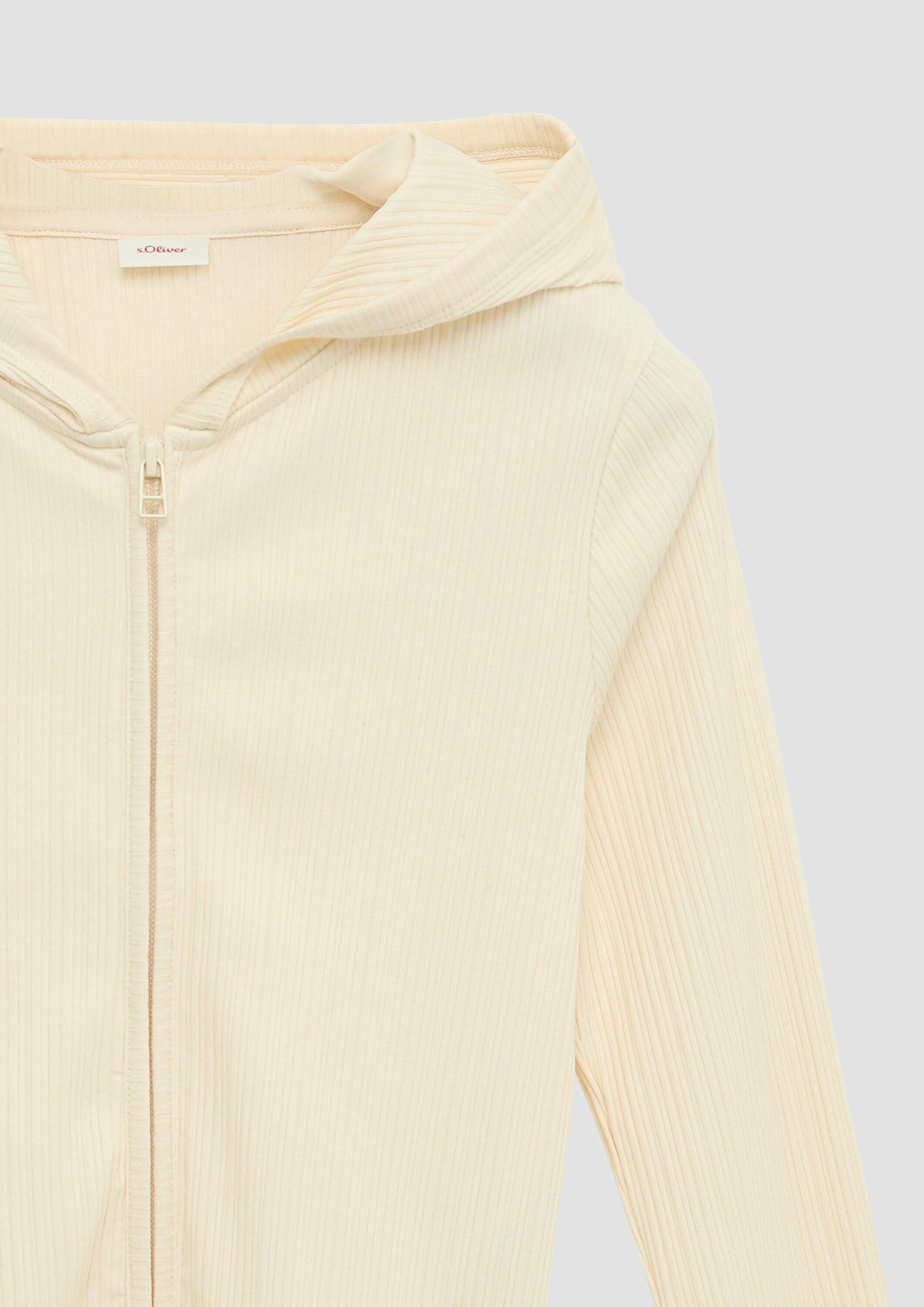 s.Oliver Sweatjacke Sweatshirt Jacke Sweatjacke aus Rippware mit Wellensaum und Zwei-Wege-Reißverschluss – Bild 4 von 4