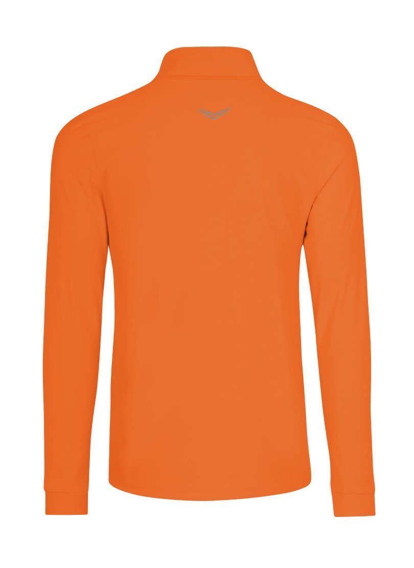 Trigema Sweatshirt TRIGEMA Langärmeliges Sportshirt mit leuchtorange Reißverschluss