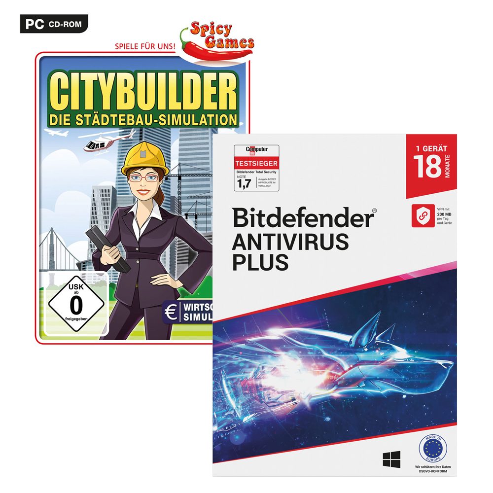 Bitdefender Antivirus Plus 1 Gerät / 18 Monate + City Builder Windows
