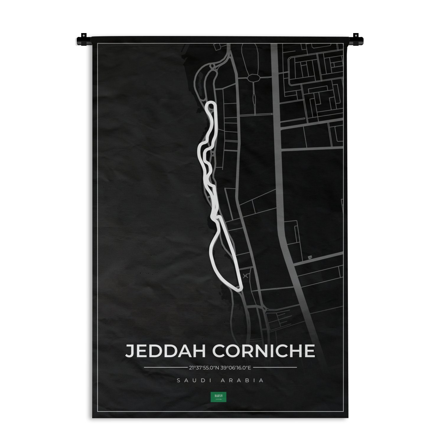 Corniche, Saudi-Arabien - Wandbehang, Schlafzimmer, - MuchoWow Formel Kinderzimmer für Wanddeko Kleid, - Rennstrecke Sport Wohnzimmer, Jeddah - 1 Wanddekoobjekt